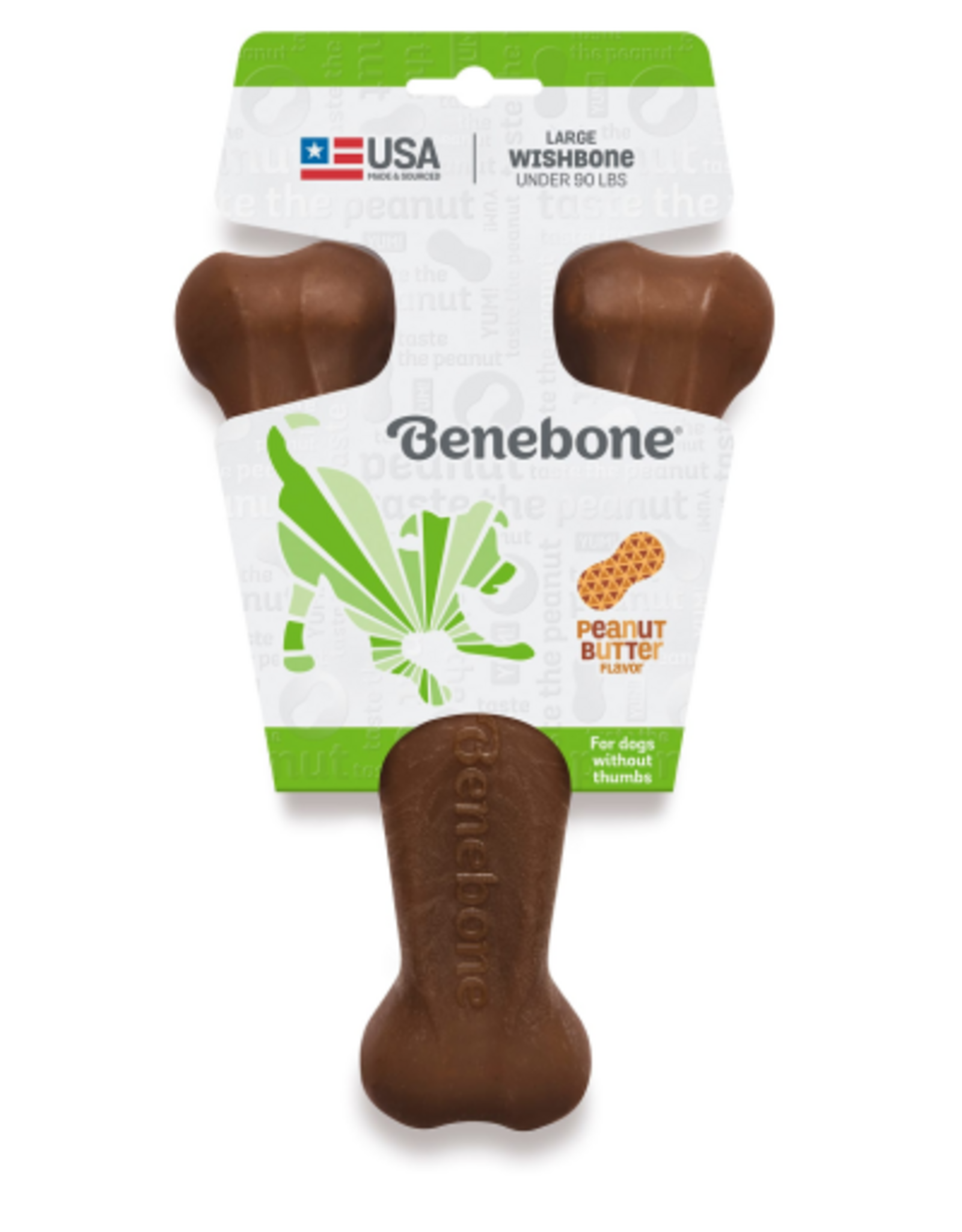 Benebone Benebone Real Peanut Durable Wishbone Dog Chew Toy Large