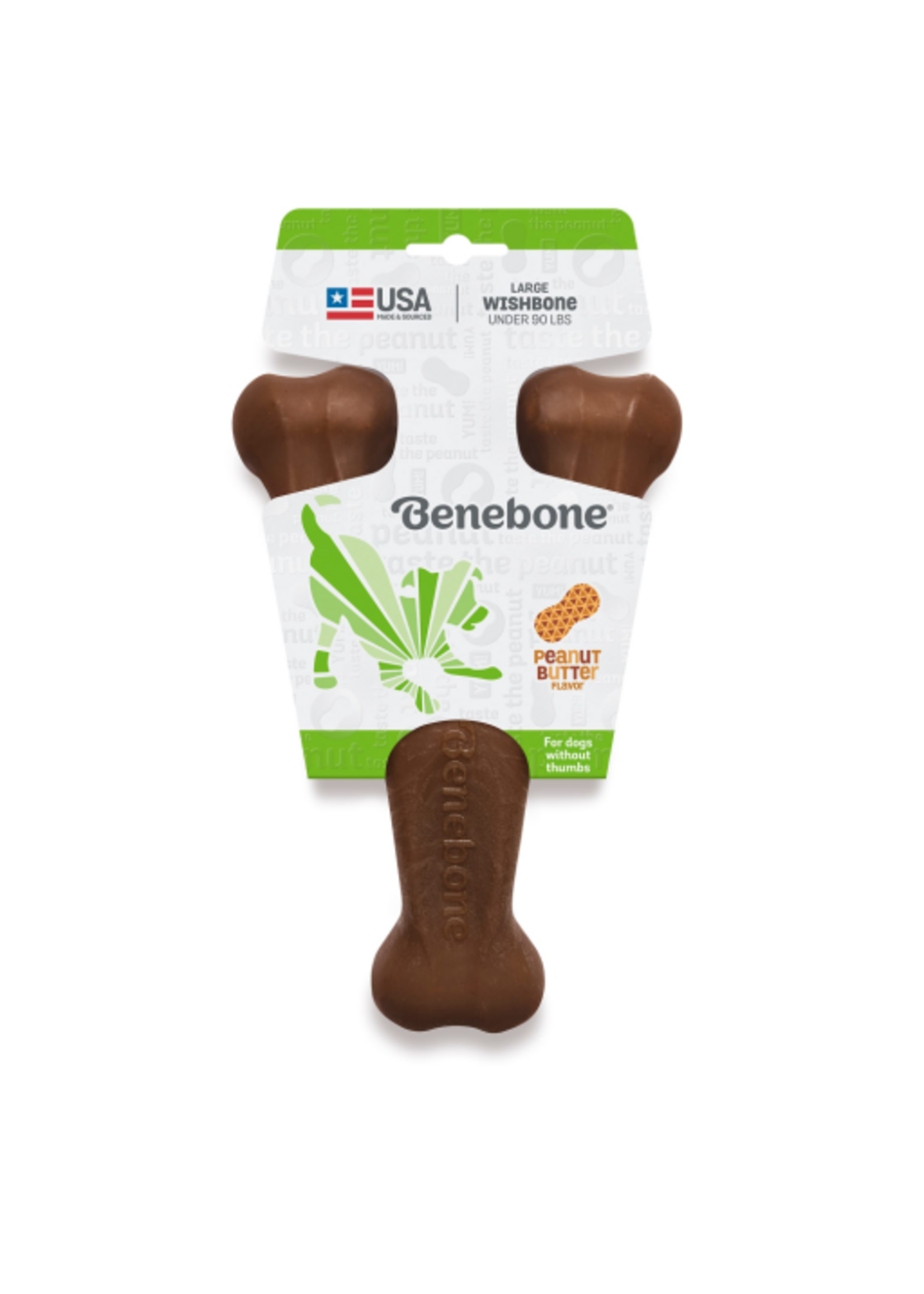 Benebone Benebone Real Peanut Durable Wishbone Dog Chew Toy Large