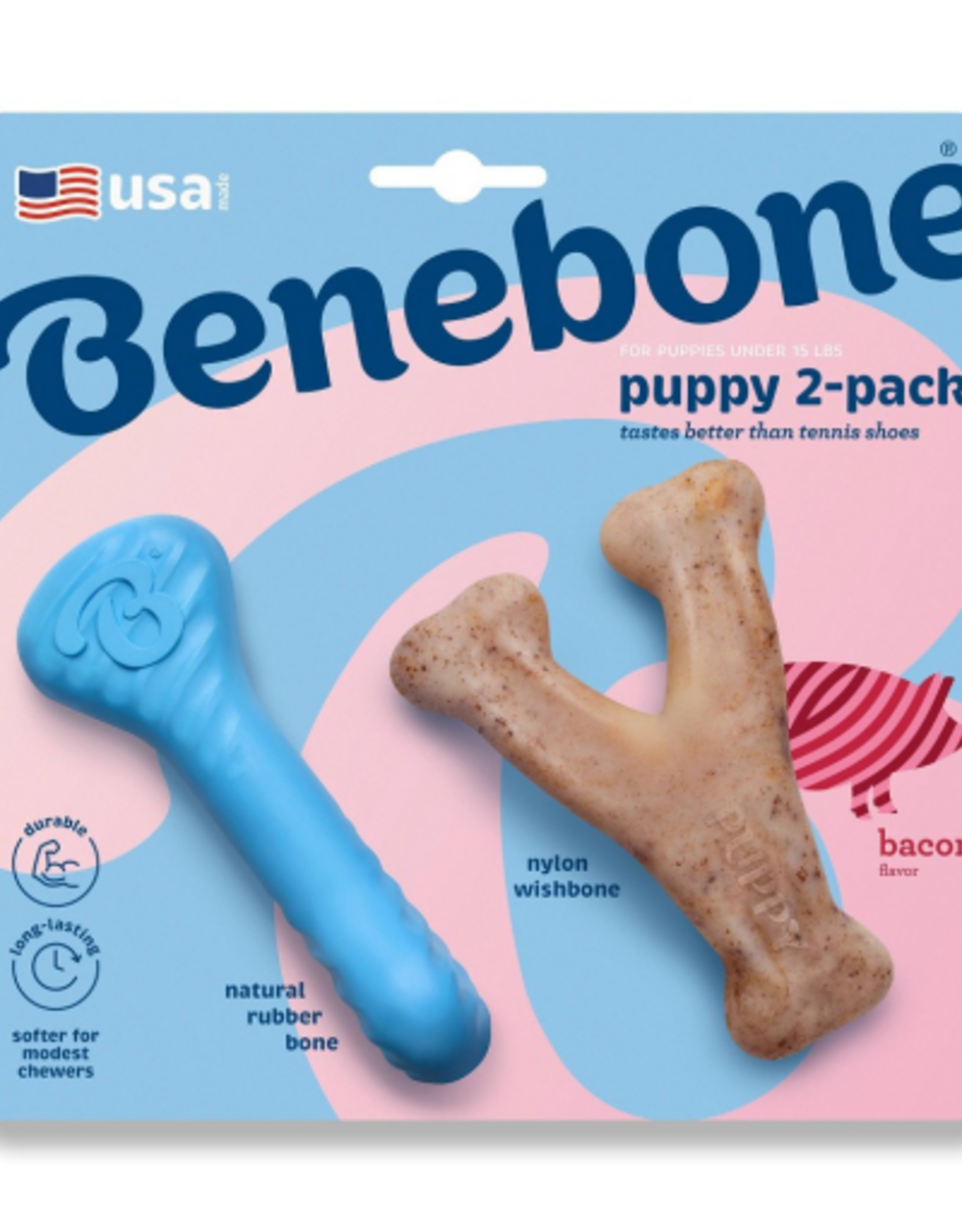 Benebone Benebone Rubber and Nylon Puppy Dog Chew Toy - S - 2pk