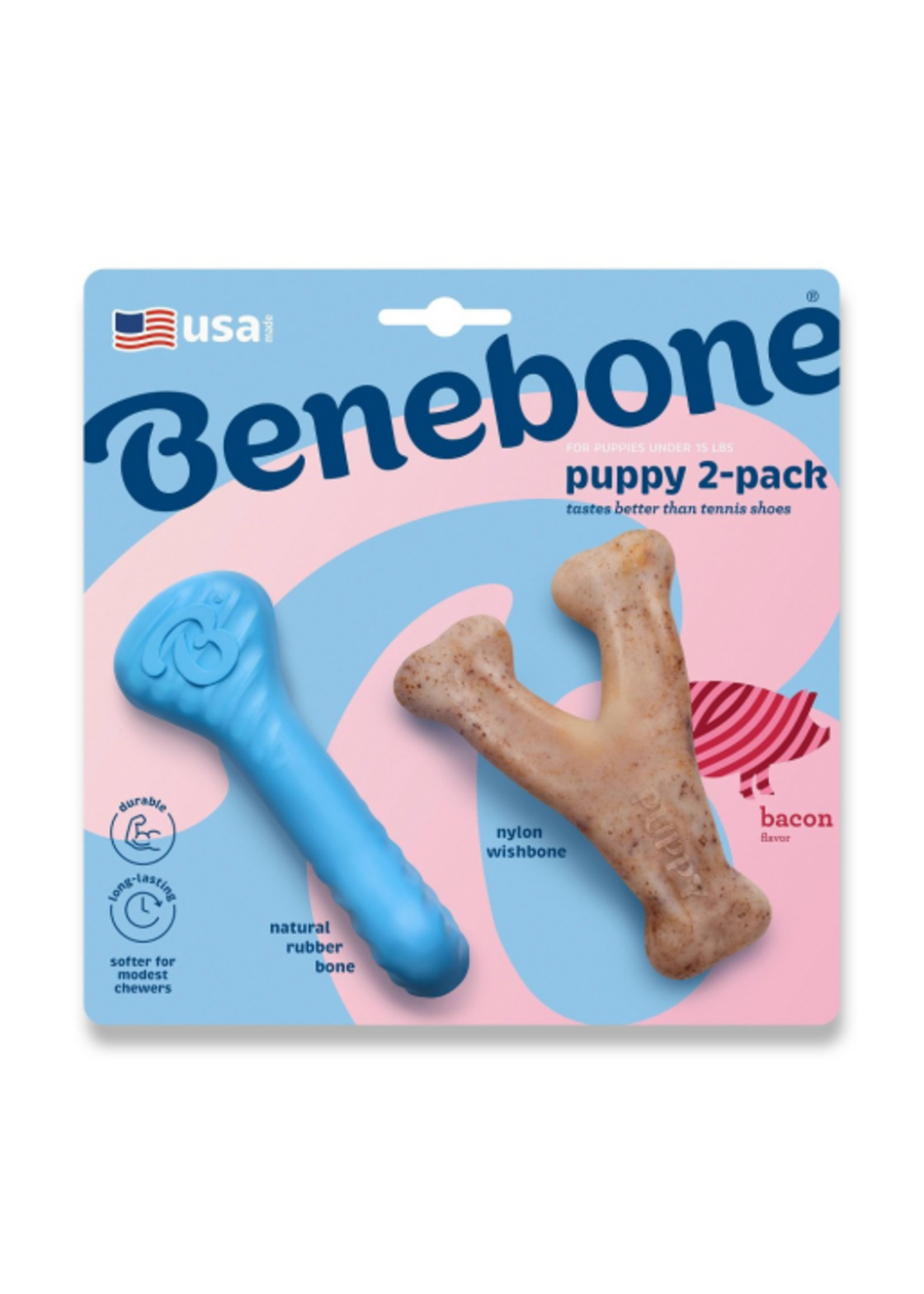 Benebone Benebone Rubber and Nylon Puppy Dog Chew Toy - S - 2pk