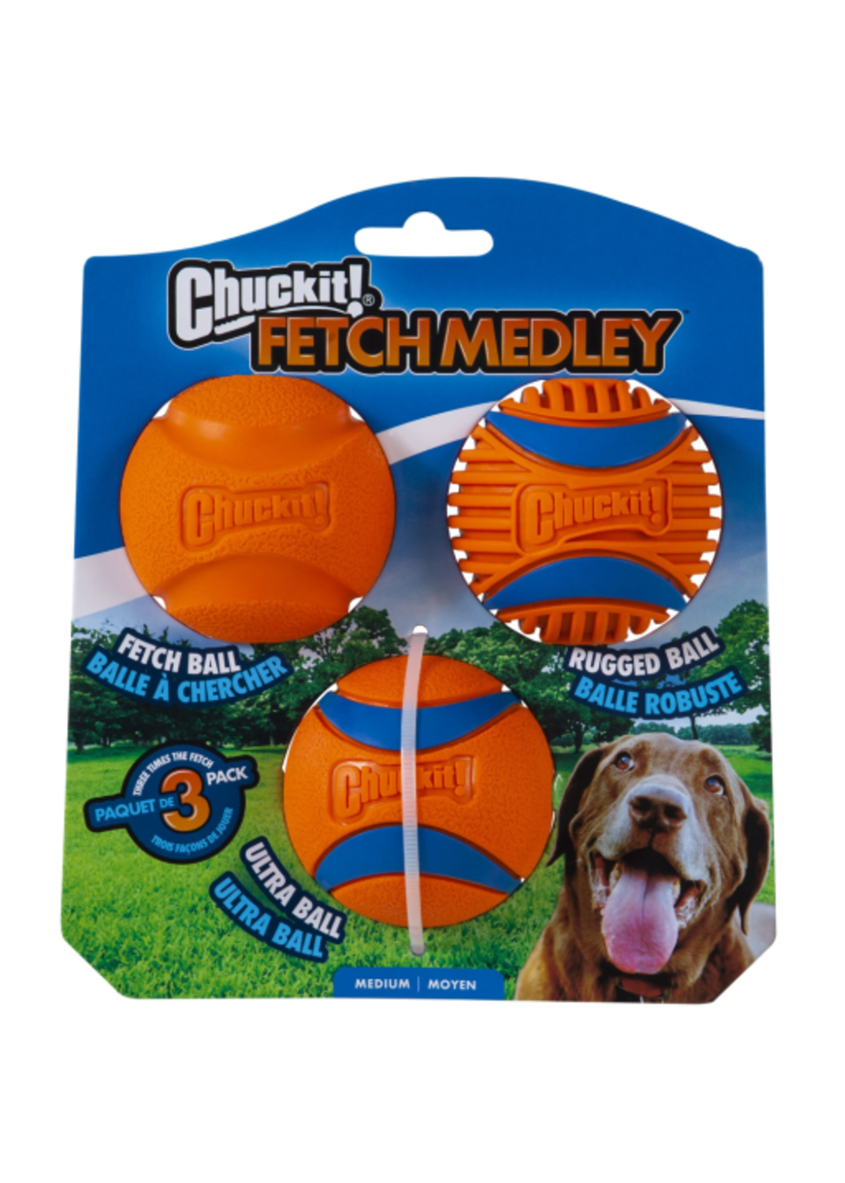 Chuckit! Chuckit! Fetch Medley Rubber Balls Fetch Dog Toy Medium (2.5 ) for Dogs 20-60 lb Pack of 3