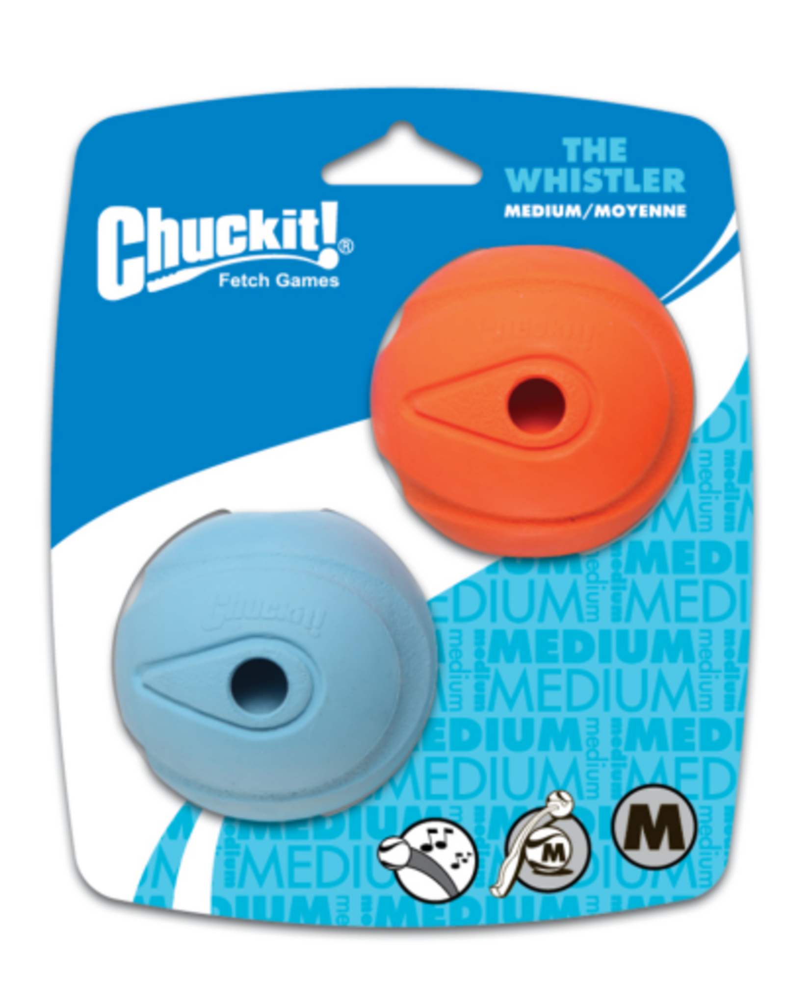 Petmate Chuckit! The Whistler Ball Rubber Fetch Dog Toy Medium (2.5 ) for Dogs 20-60 lb Pack of 2