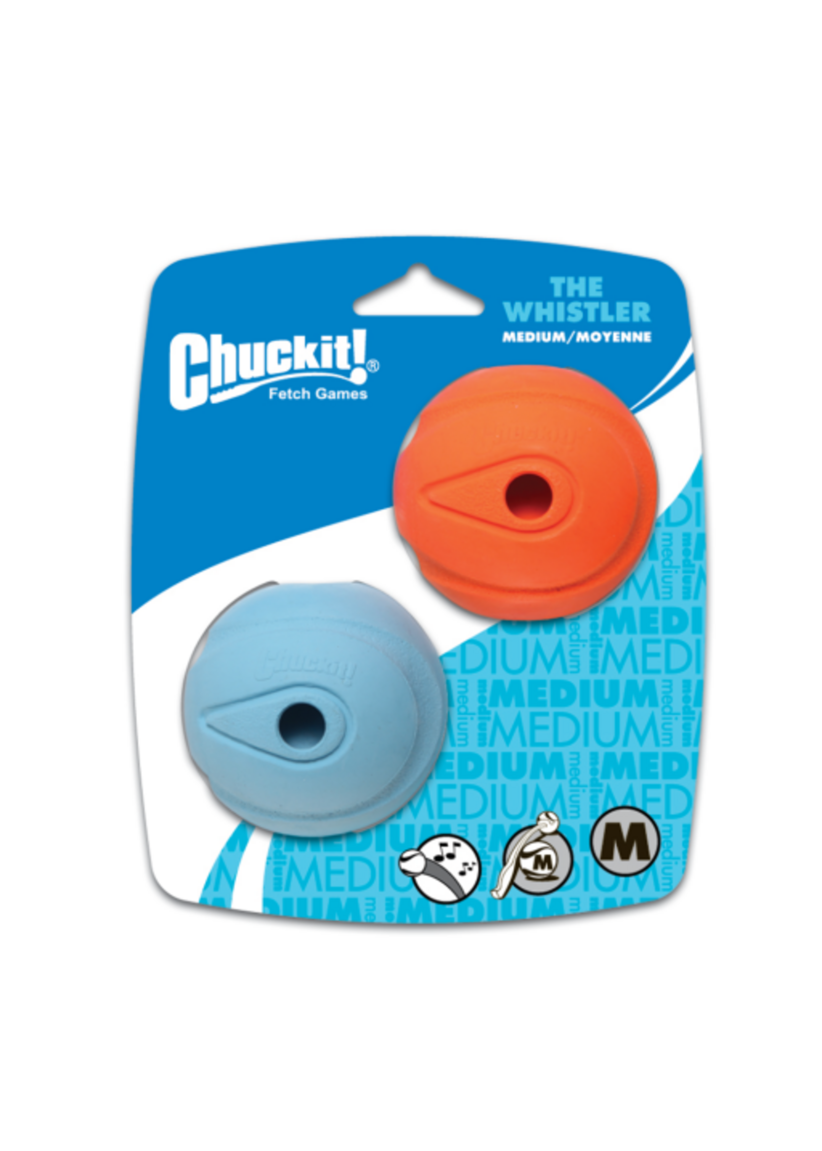 Chuckit! Chuckit! The Whistler Ball Rubber Fetch Dog Toy Medium (2.5 ) for Dogs 20-60 lb Pack of 2