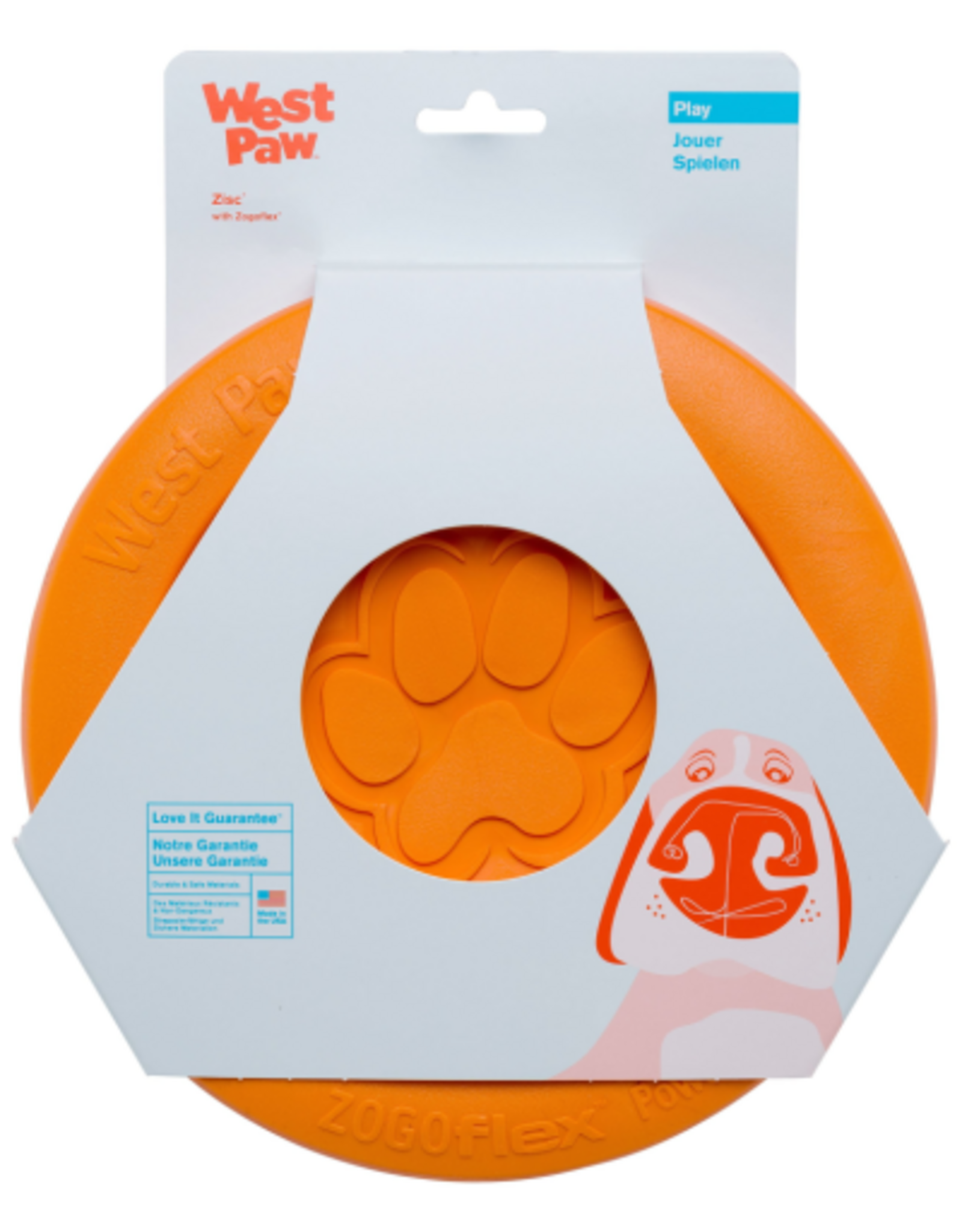 West Paw West Paw Zogoflex Zisc Large 8.5 Dog Toy Tangerine