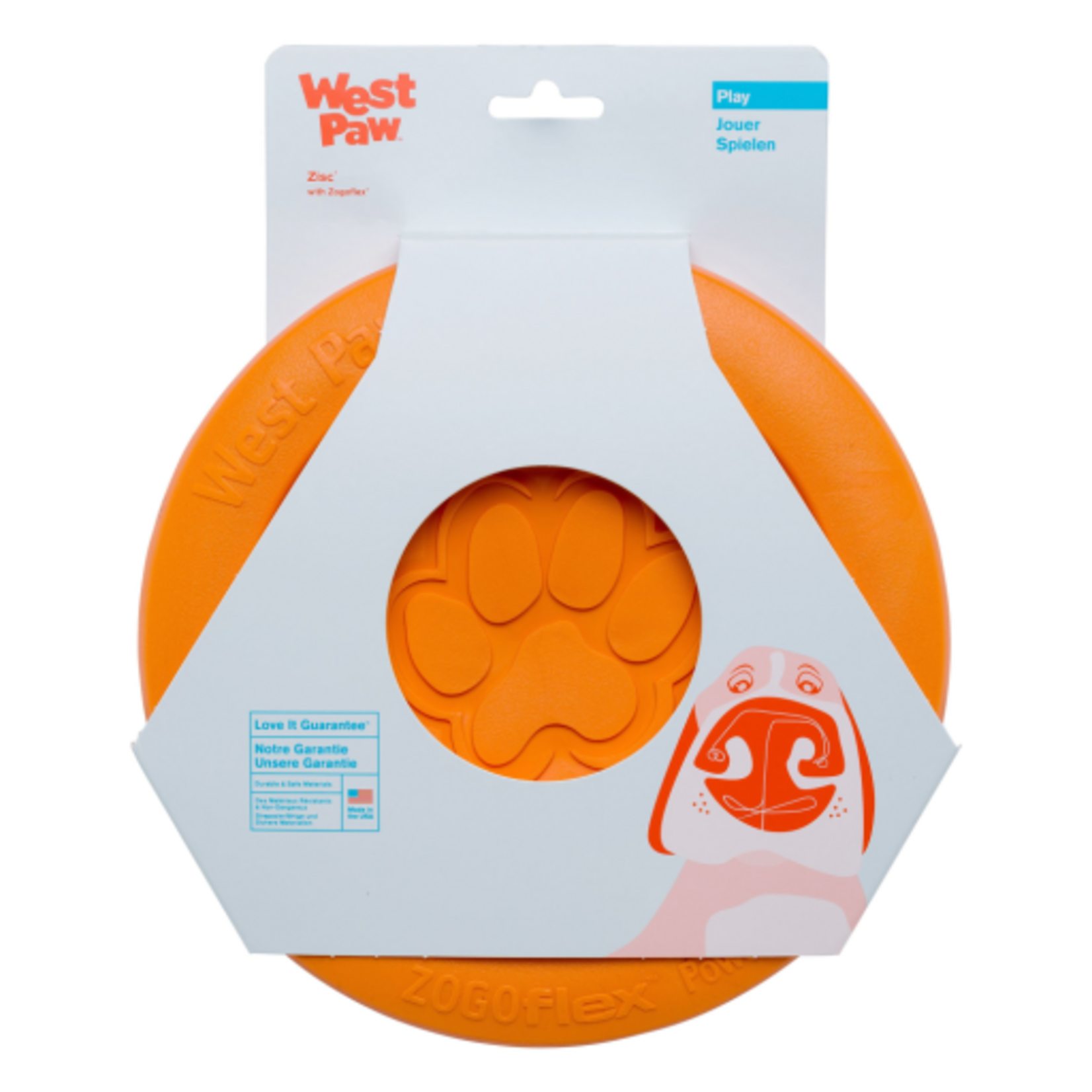 West Paw West Paw Zogoflex Zisc Large 8.5 Dog Toy Tangerine