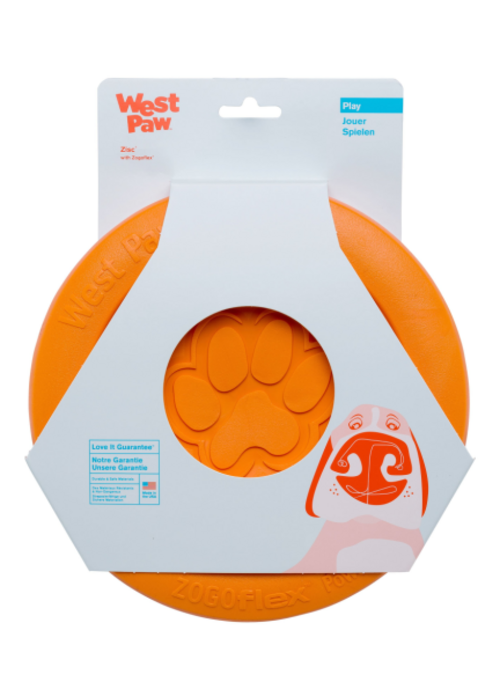 West Paw West Paw Zogoflex Zisc Large 8.5 Dog Toy Tangerine