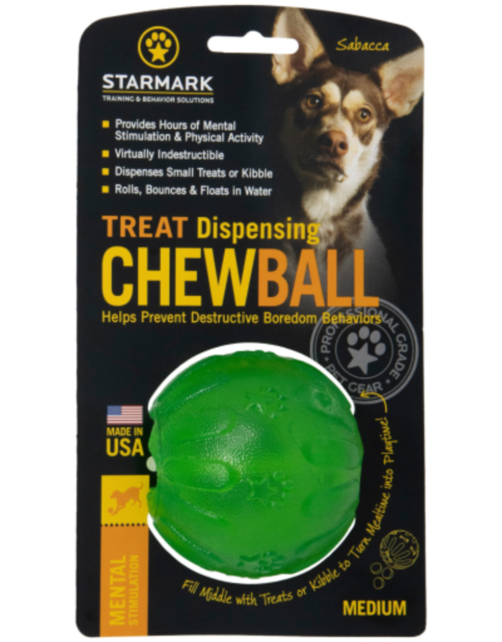 Starmark Starmark Chew Ball Treat Dispensing Dog Toy Medium