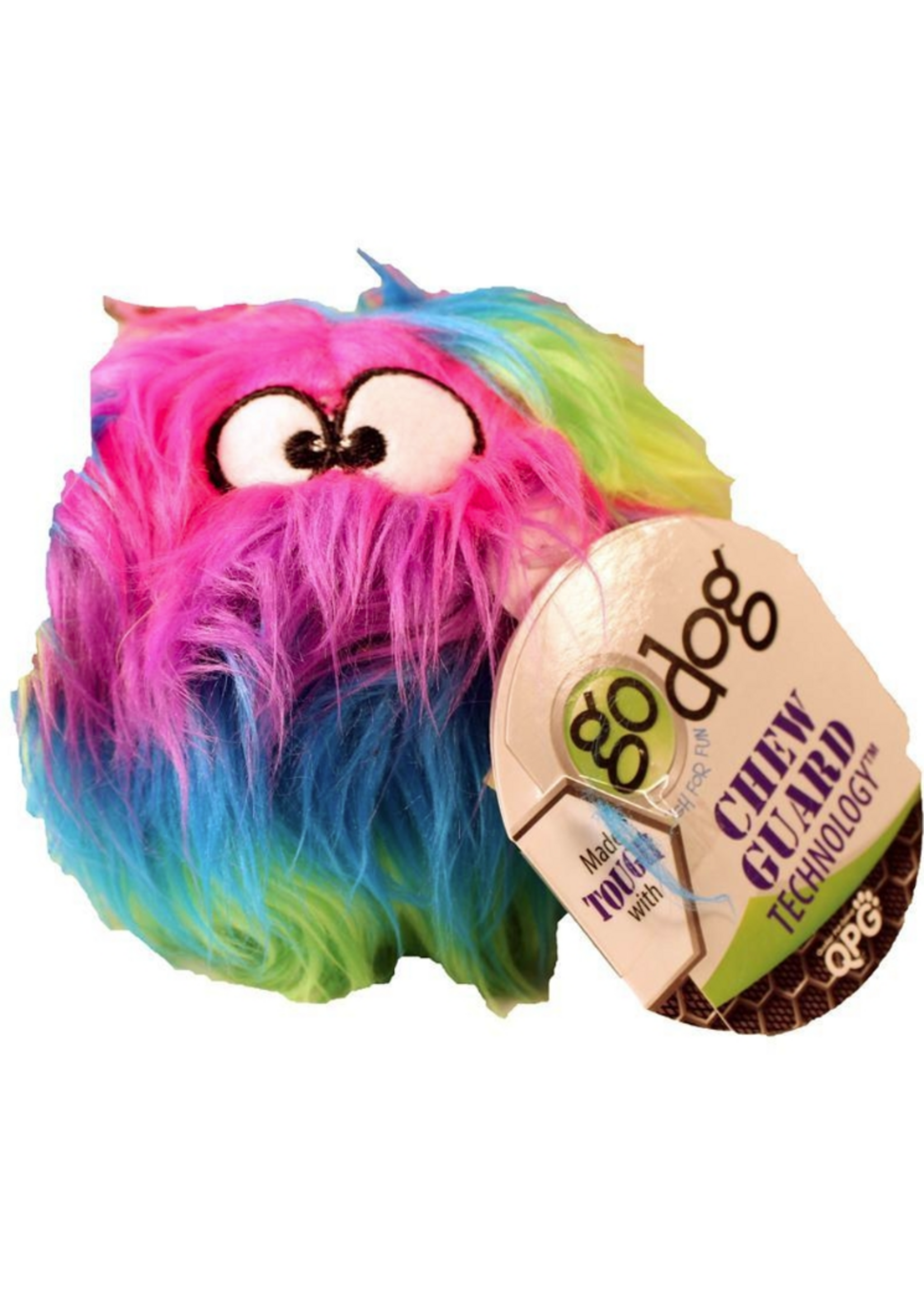 GoDog goDog furballz Durable Plush Squeaker Dog Toy - Rainbow Large