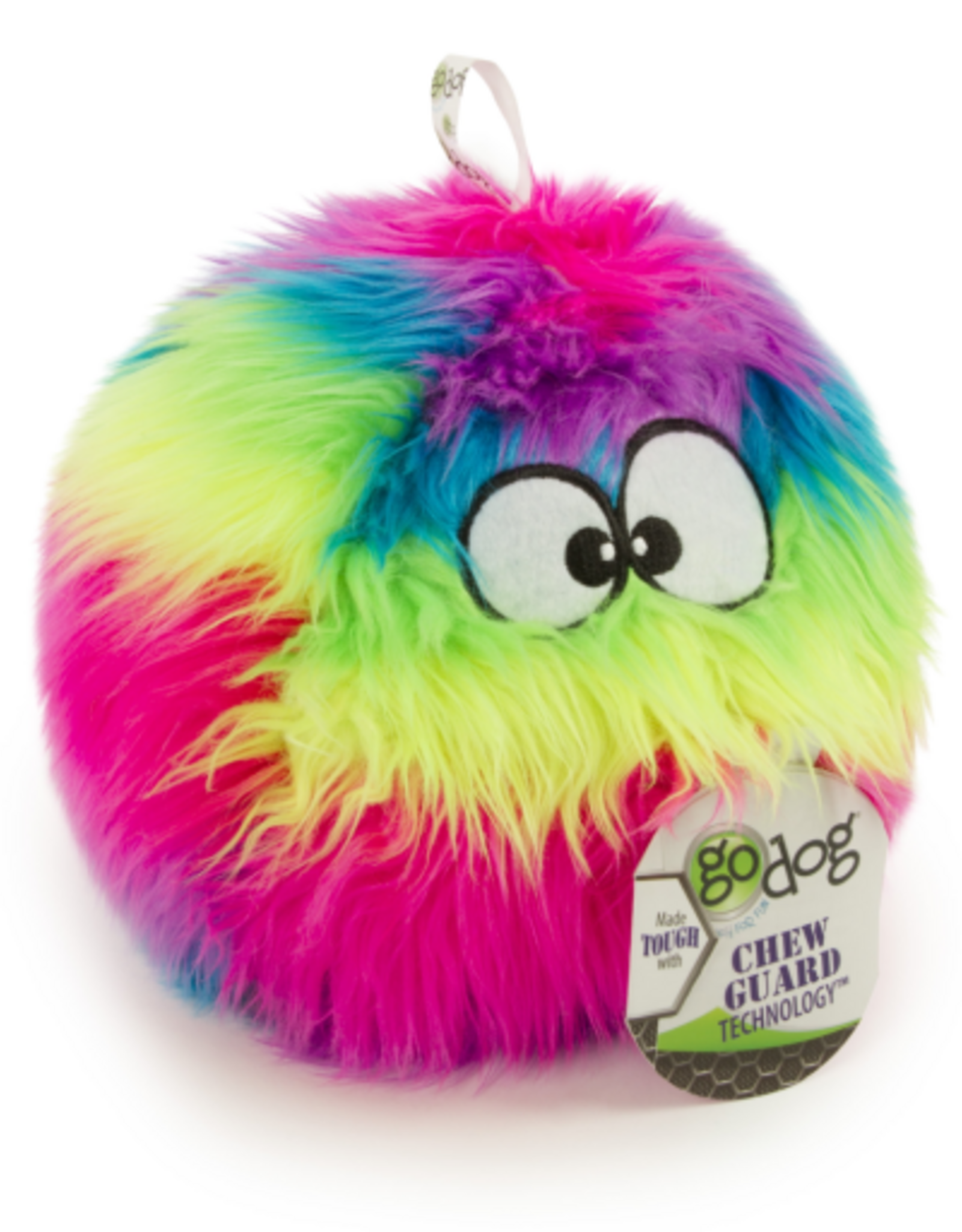 GoDog goDog furballz Durable Plush Squeaker Dog Toy - Rainbow Large