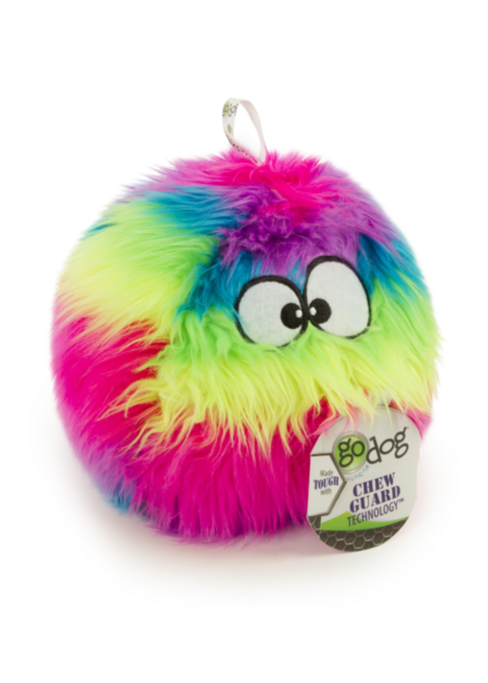 GoDog goDog furballz Durable Plush Squeaker Dog Toy - Rainbow Large