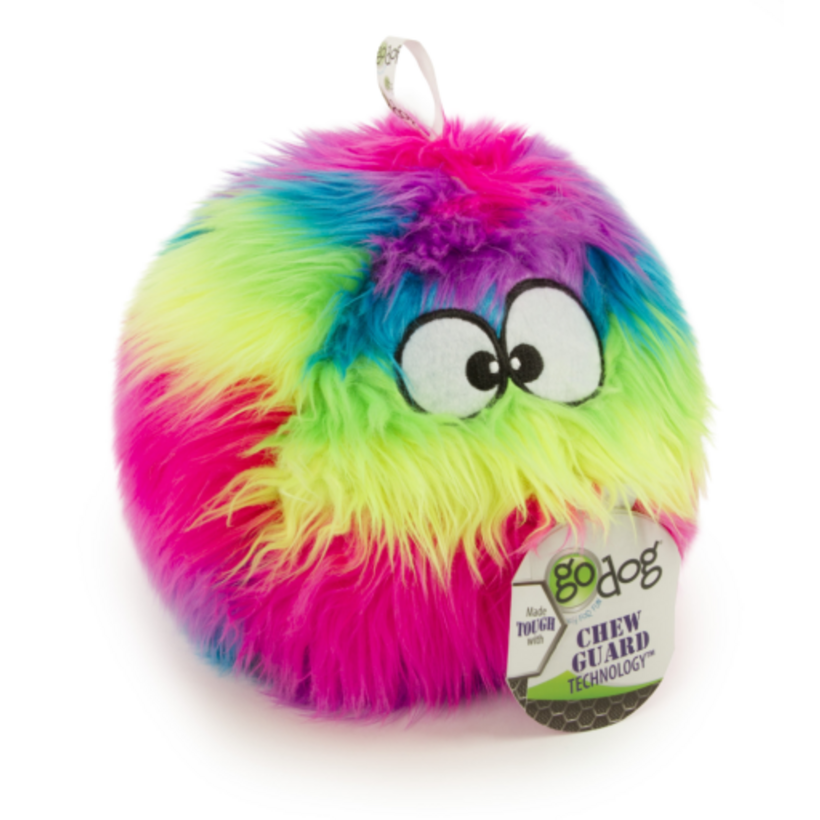 GoDog goDog furballz Durable Plush Squeaker Dog Toy - Rainbow Large