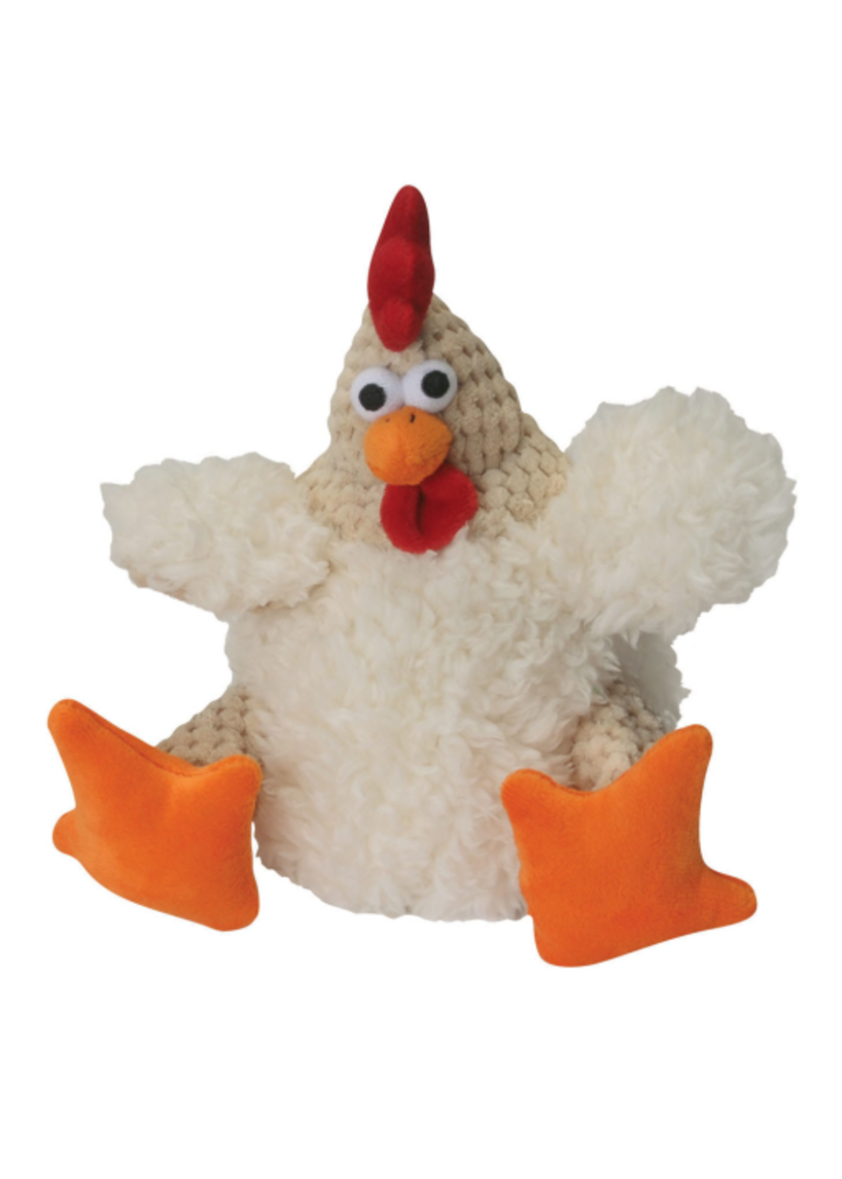 GoDog goDog Checkers Fat White Rooster Durable Plush Squeaker Dog Toy - Small White