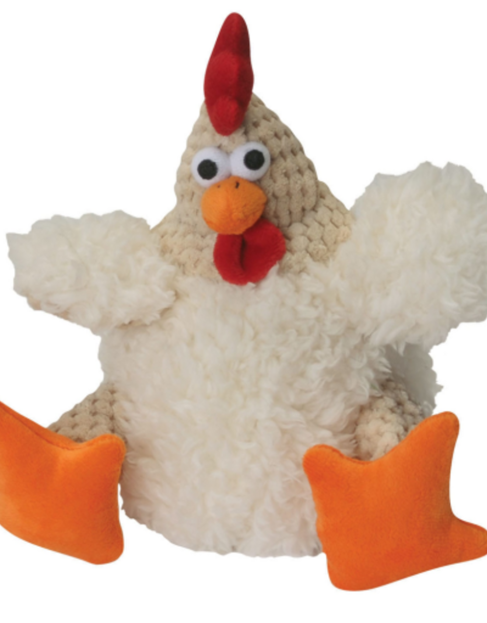 GoDog goDog Checkers Fat White Rooster Durable Plush Squeaker Dog Toy - Small White