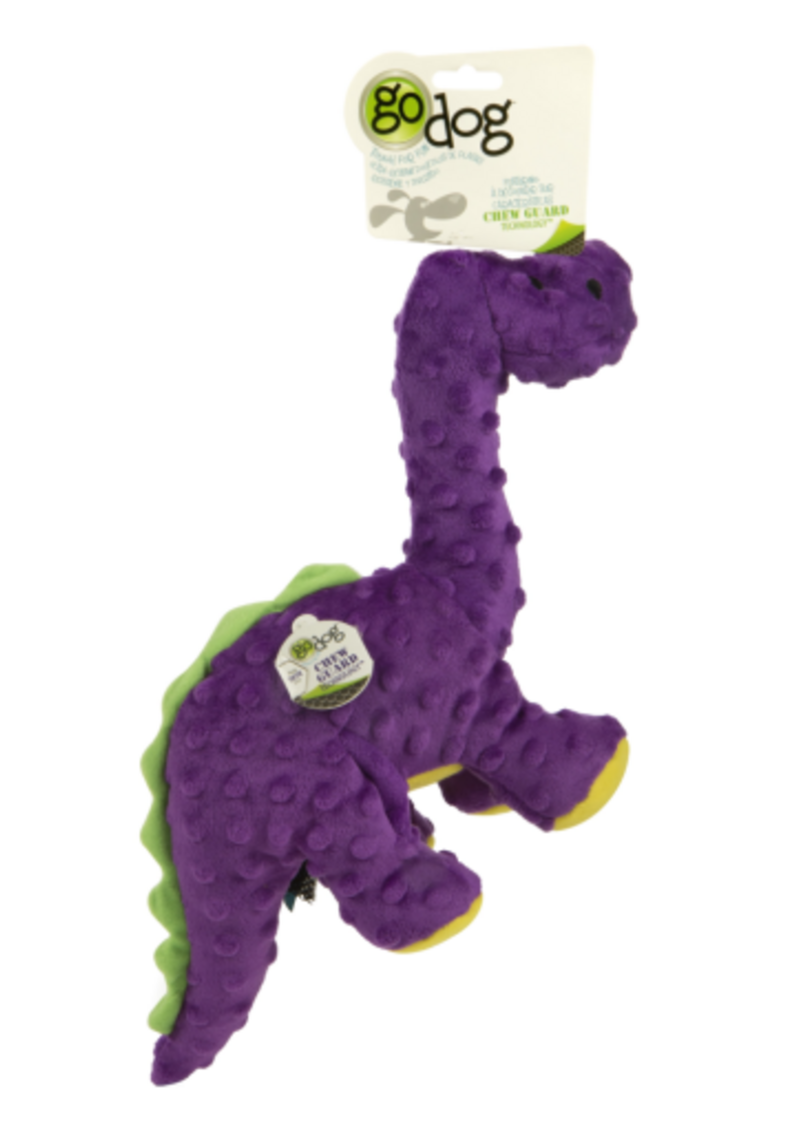 GoDog goDog Dinos Bruto Durable Plush Squeaker Dog Toy - Large Purple