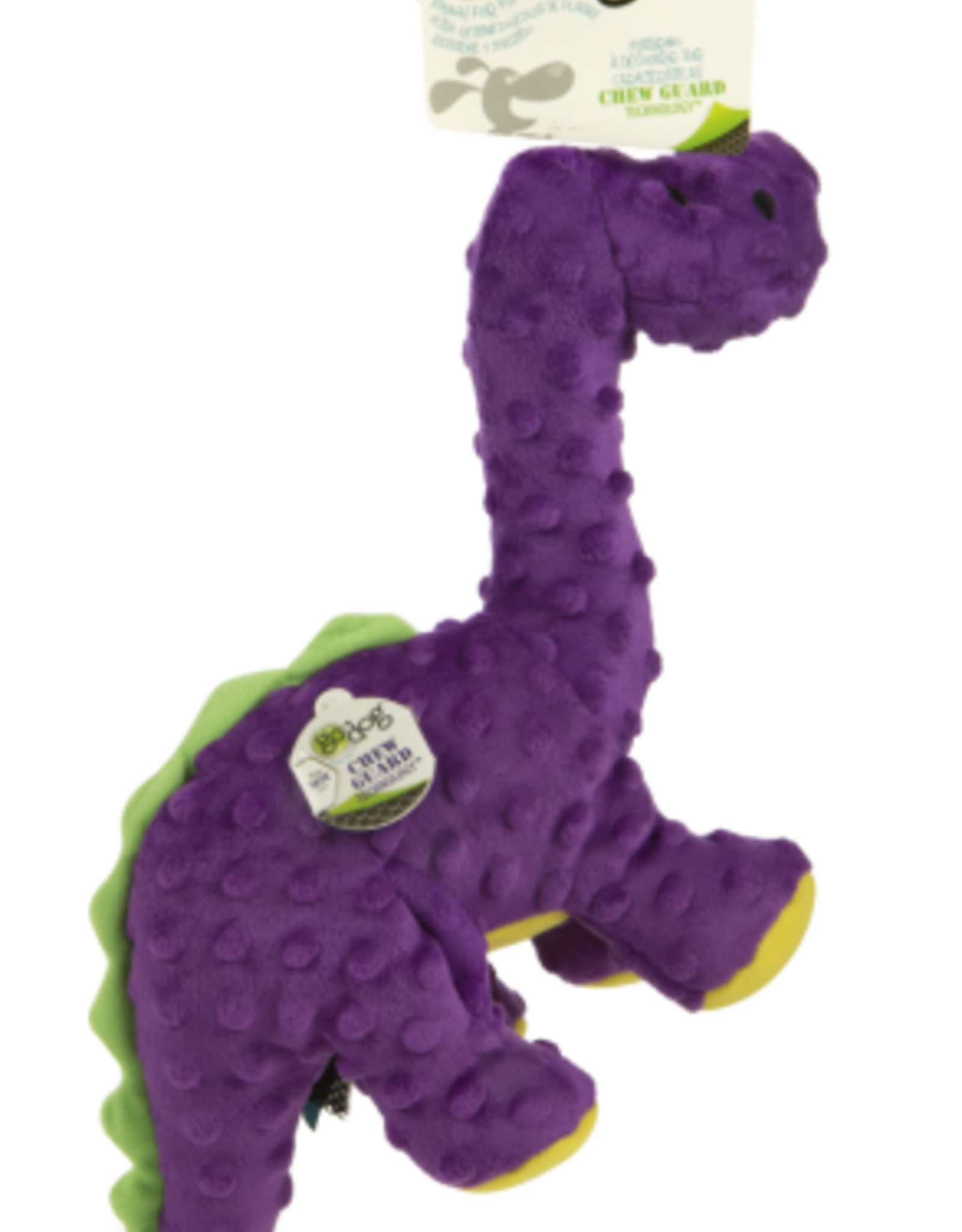 GoDog goDog Dinos Bruto Durable Plush Squeaker Dog Toy - Large Purple