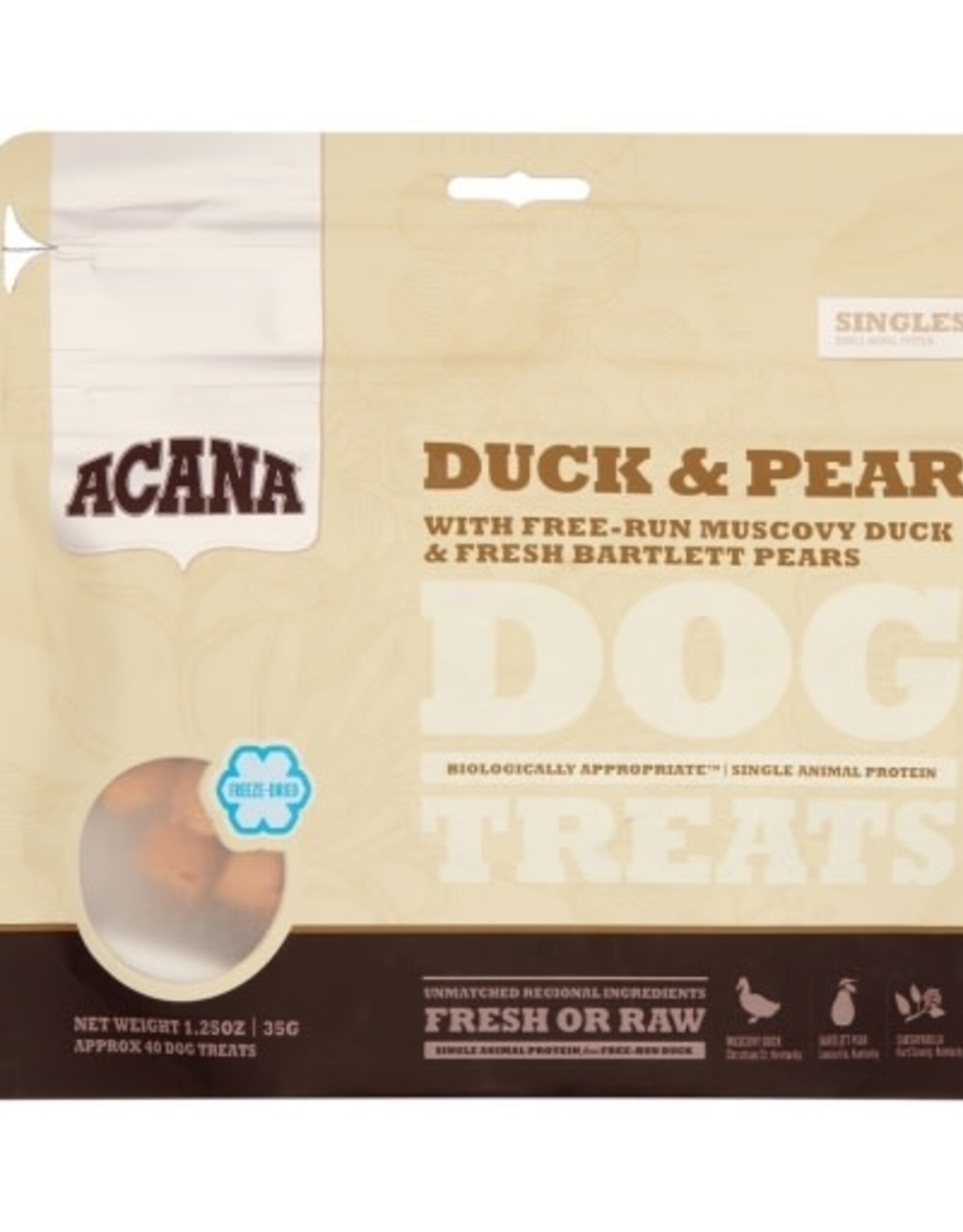 Champion Pet Food ACANA Singles Freeze Dried Grain Free Duck & Pear Dog Treats - 1.25 Oz