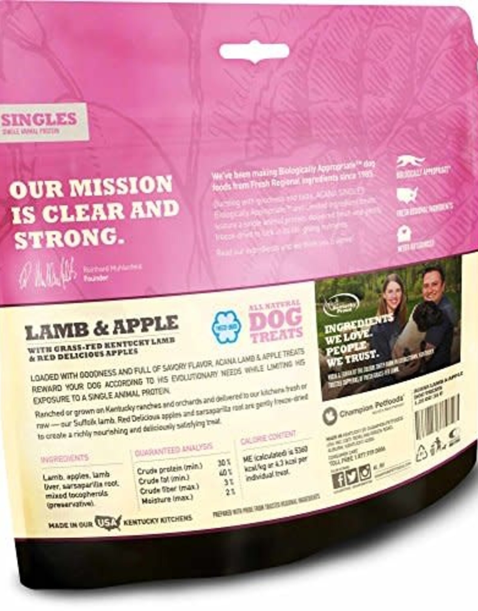 Champion Pet Food ACANA Singles Freeze Dried Grain Free Lamb & Apple Dog Treats - 1.25 Oz