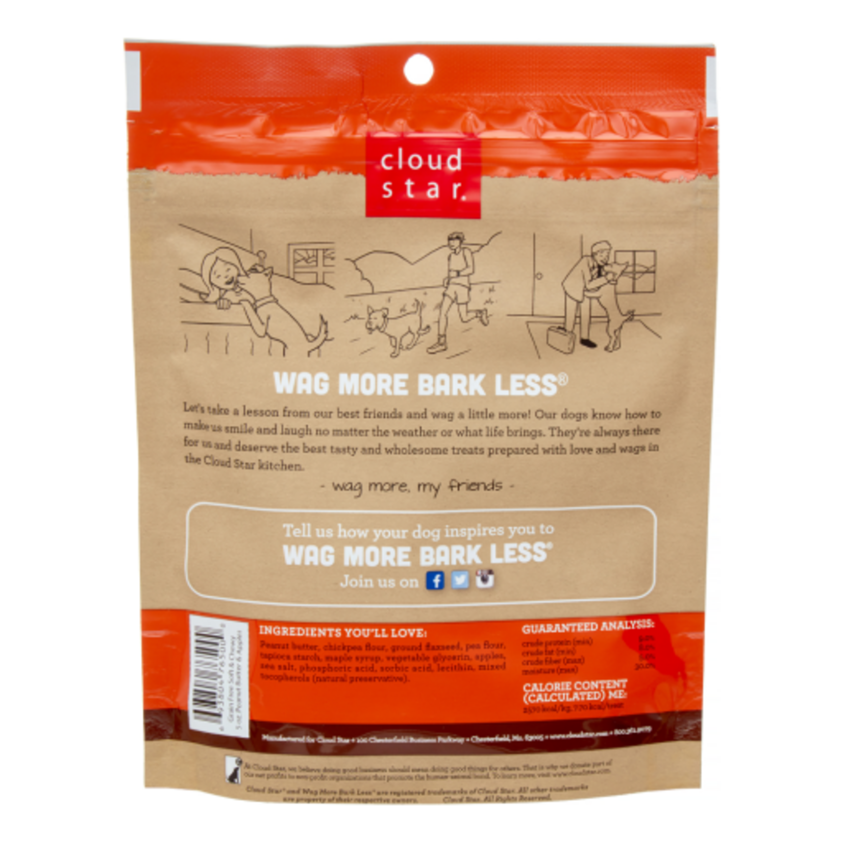 Cloud Star Cloud Star Wag More Bark Less Soft & Chewy Peanut Butter & Apples Dog Treats - 5 oz