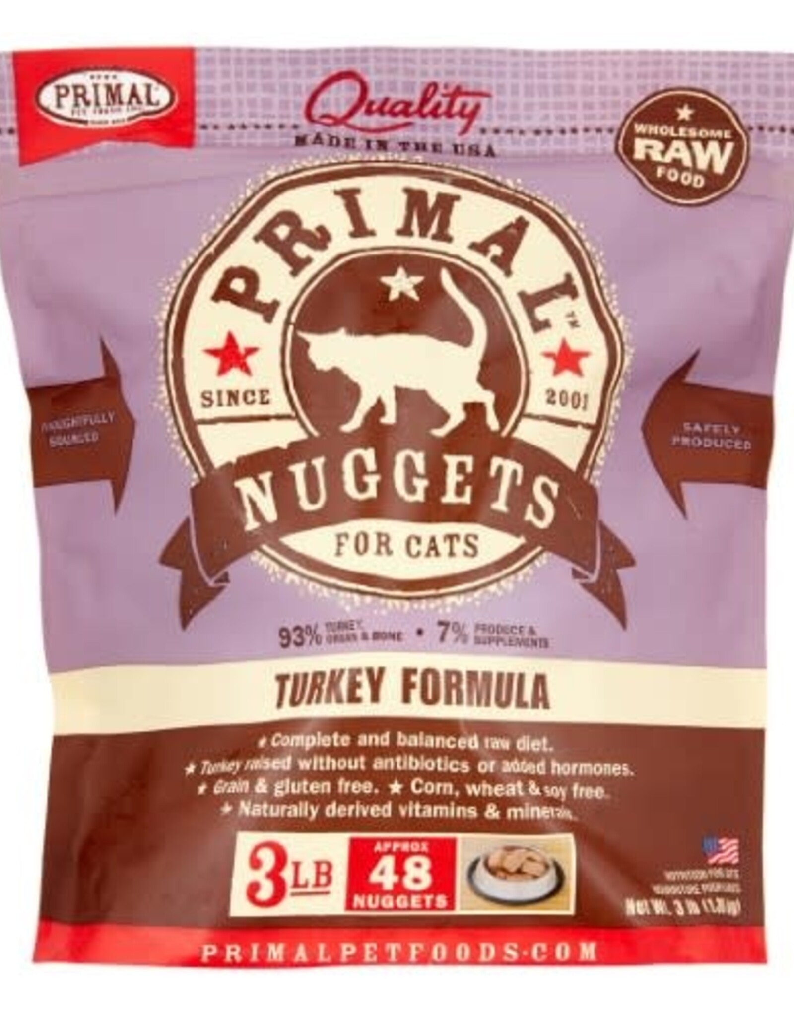 Primal Primal Nuggets Turkey Formula Frozen Cat Food, 3 Lb
