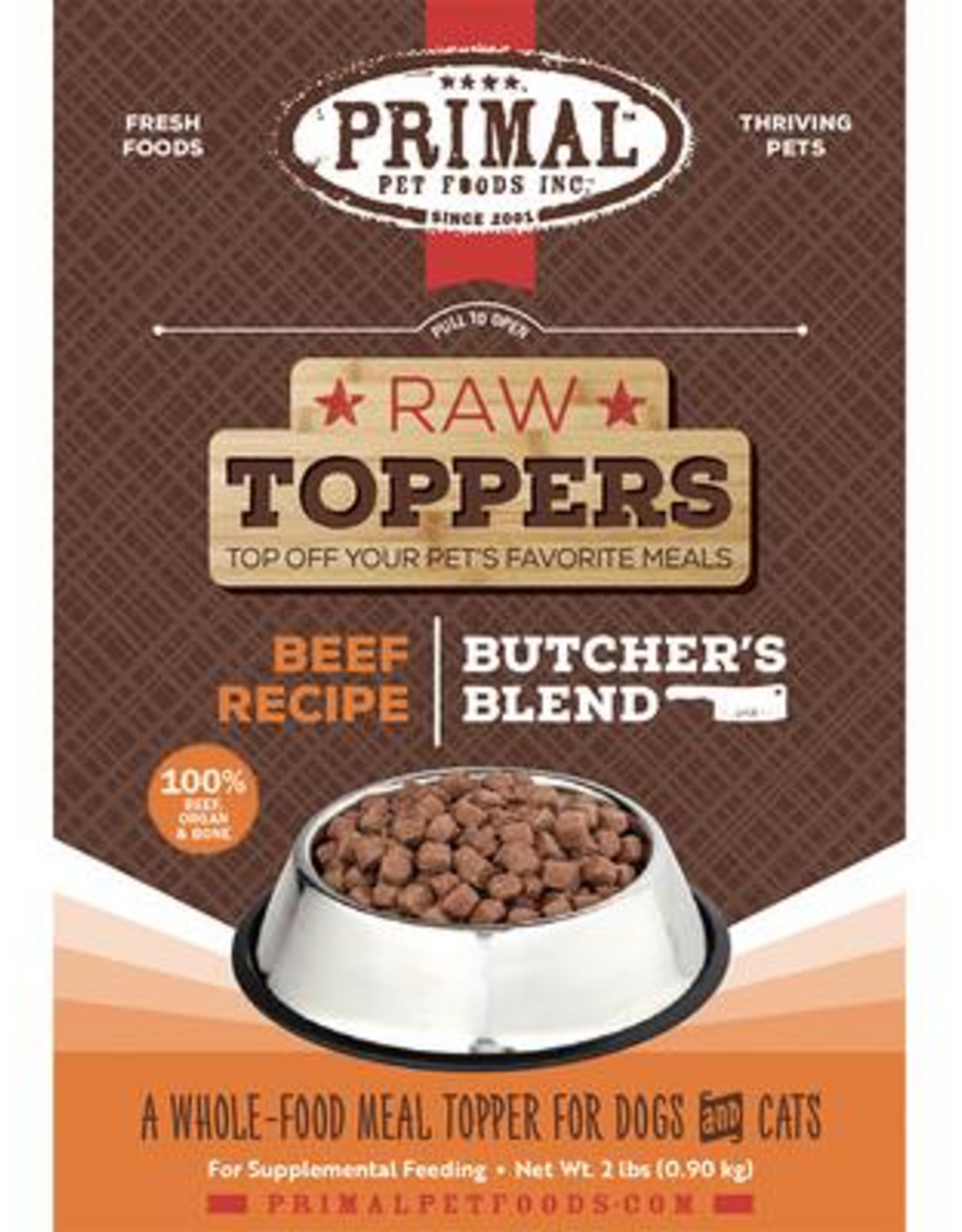 Primal Primal Butchers Blend Topper Beef Dog & Cat Food 2 lbs
