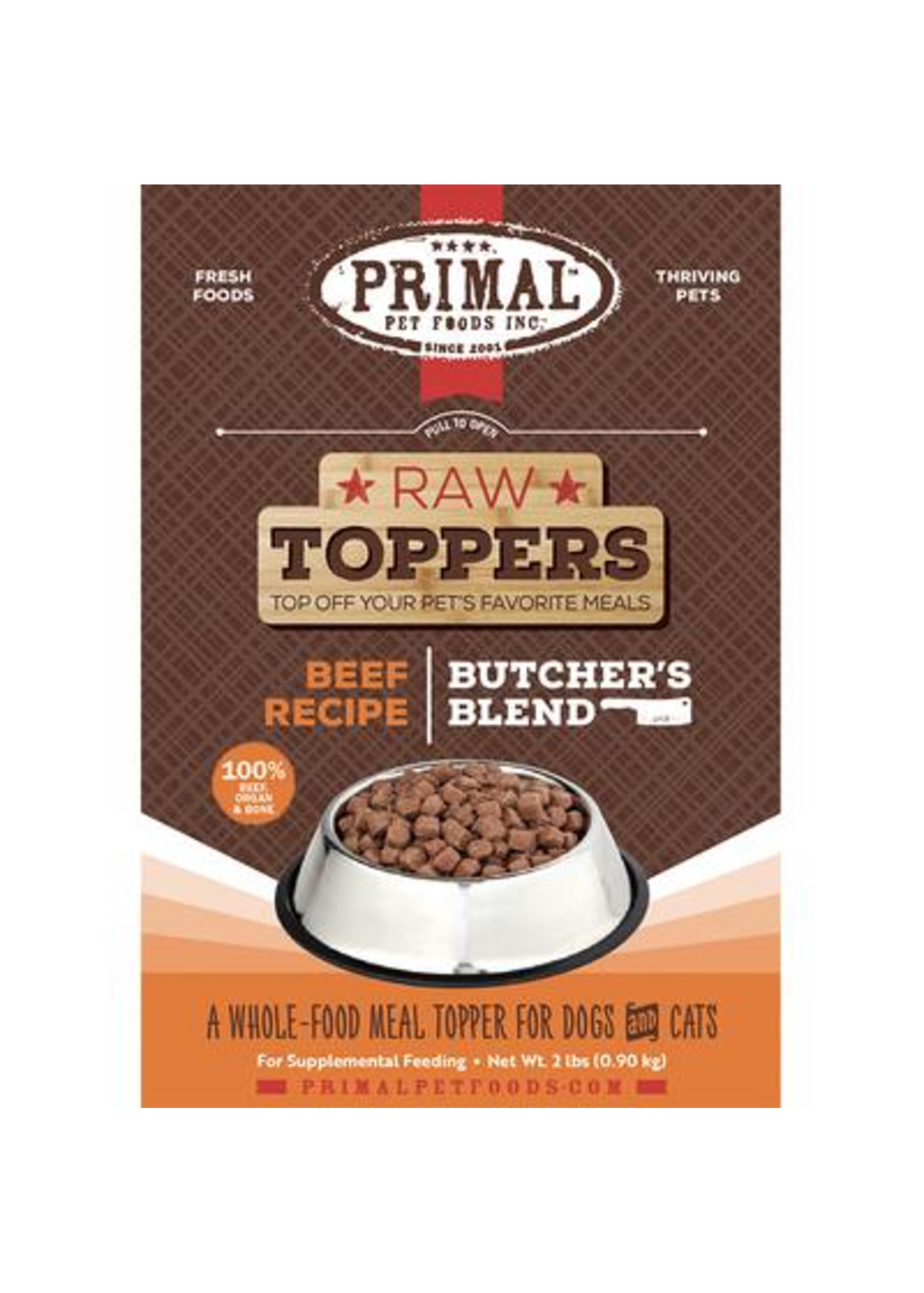 Primal Primal Butchers Blend Topper Beef Dog & Cat Food 2 lbs