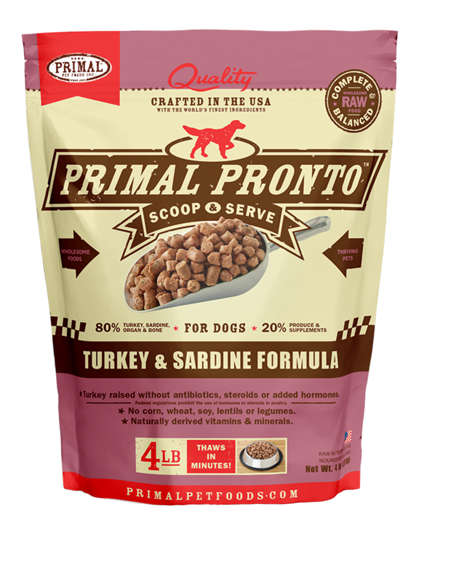 Primal Primal Pronto Turkey & Sardine Formula Raw Frozen Dog Food, 4 Lb
