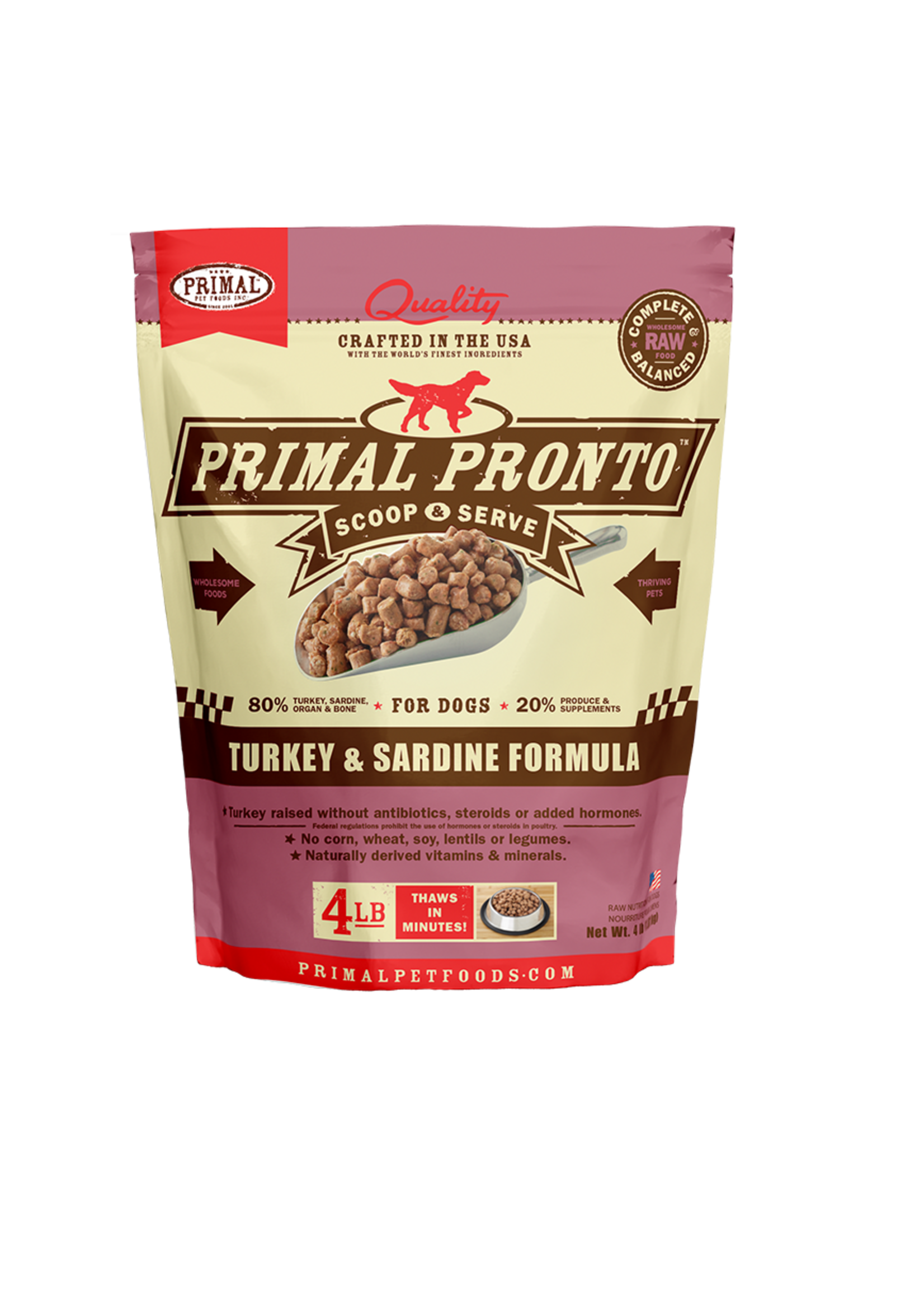 Primal Primal Pronto Turkey & Sardine Formula Raw Frozen Dog Food, 4 Lb discontinued by manufacturer