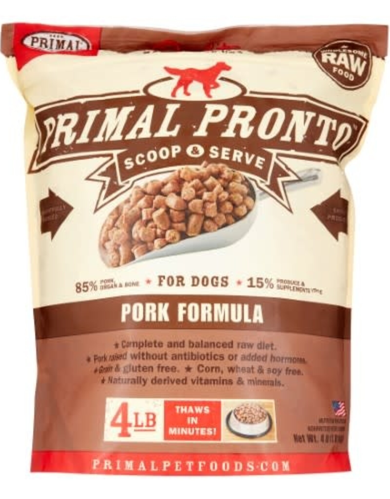 Primal Primal Pronto Pork Formula Raw Frozen Dog Food, 4 Lb