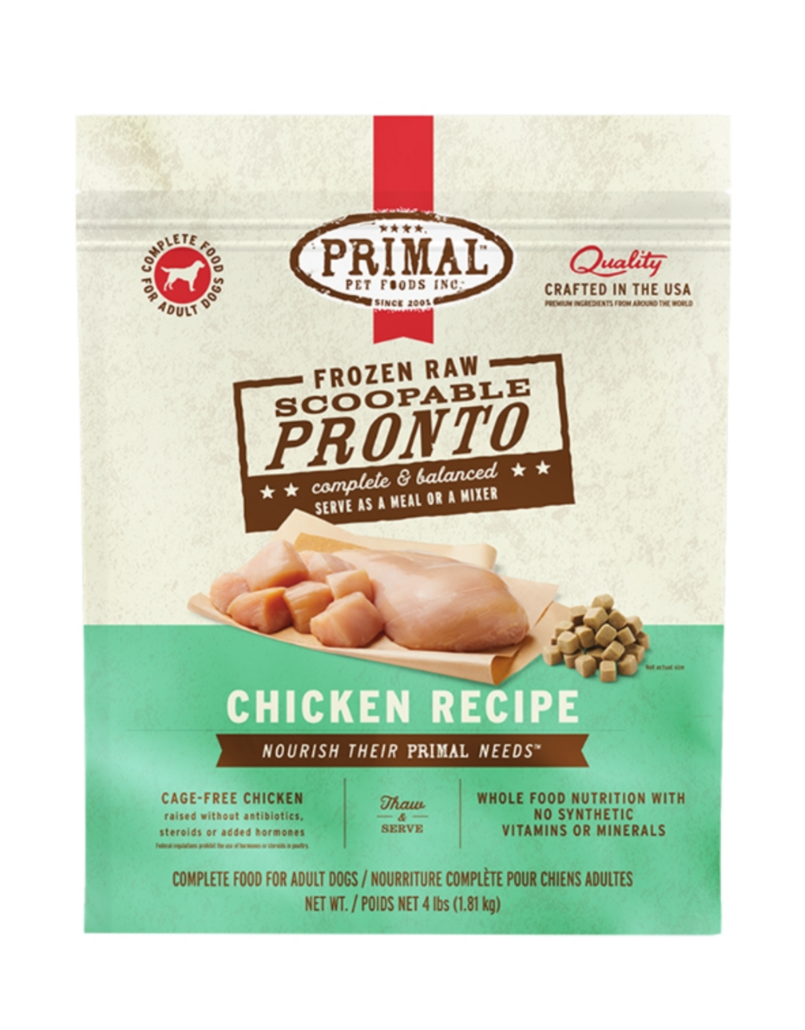 Primal Primal Pronto Chicken Formula Frozen Dog Food, 4 Lb