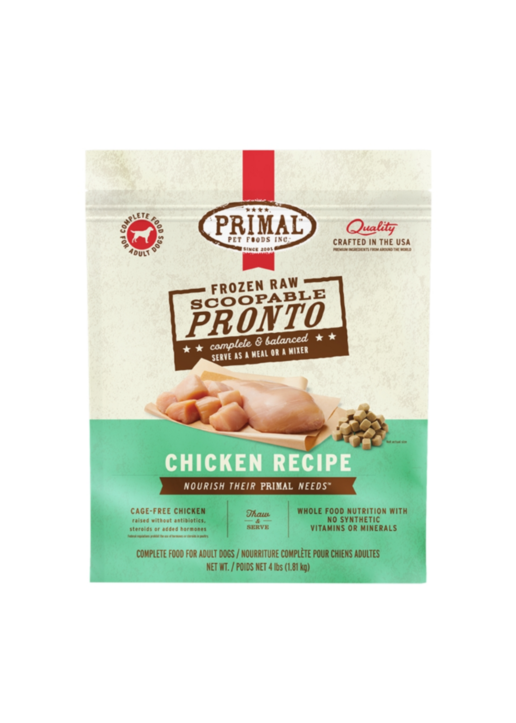 Primal Primal Pronto Chicken Formula Frozen Dog Food, 4 Lb