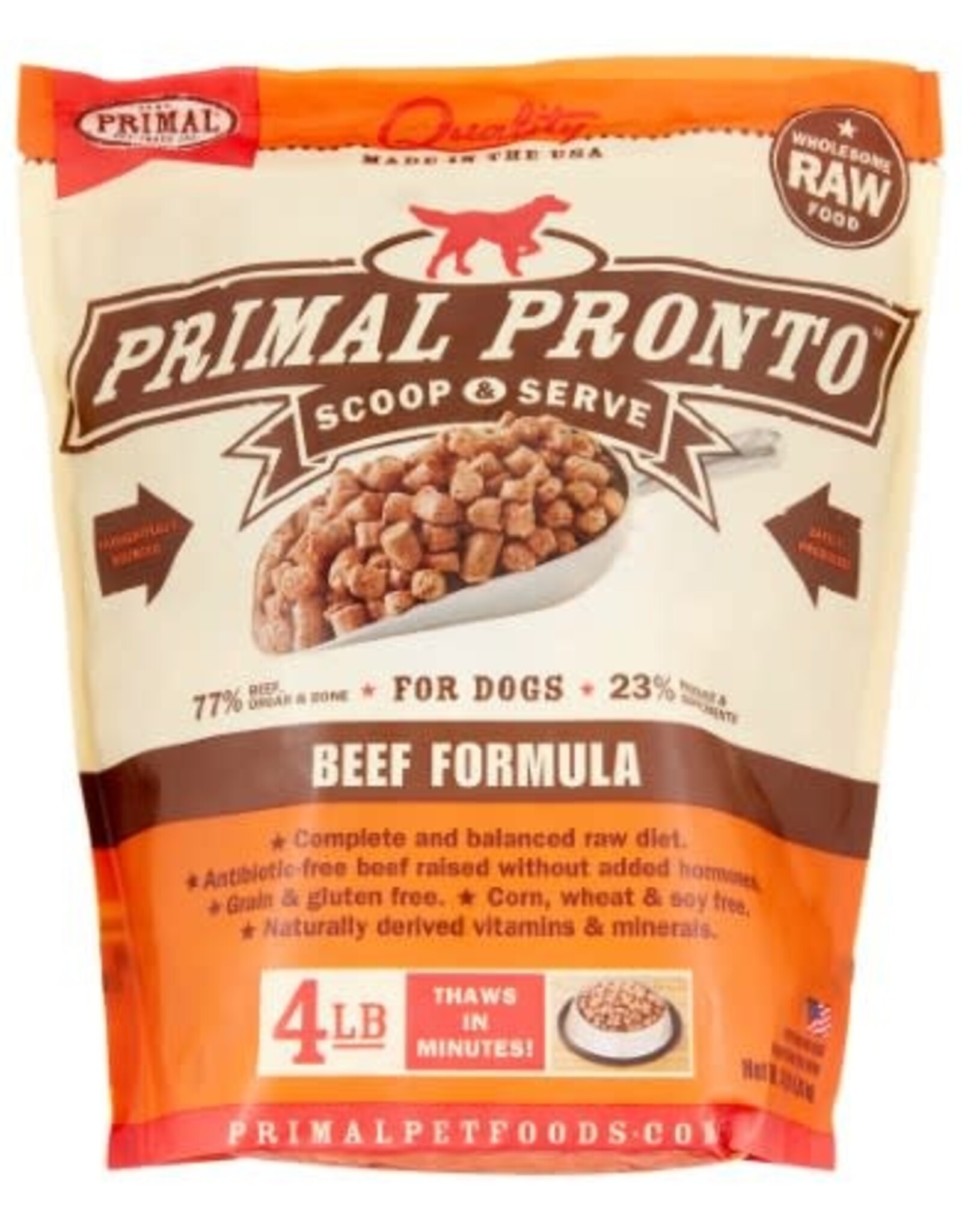 Primal Primal Pronto Beef Formula Frozen Dog Food, 4 Lb