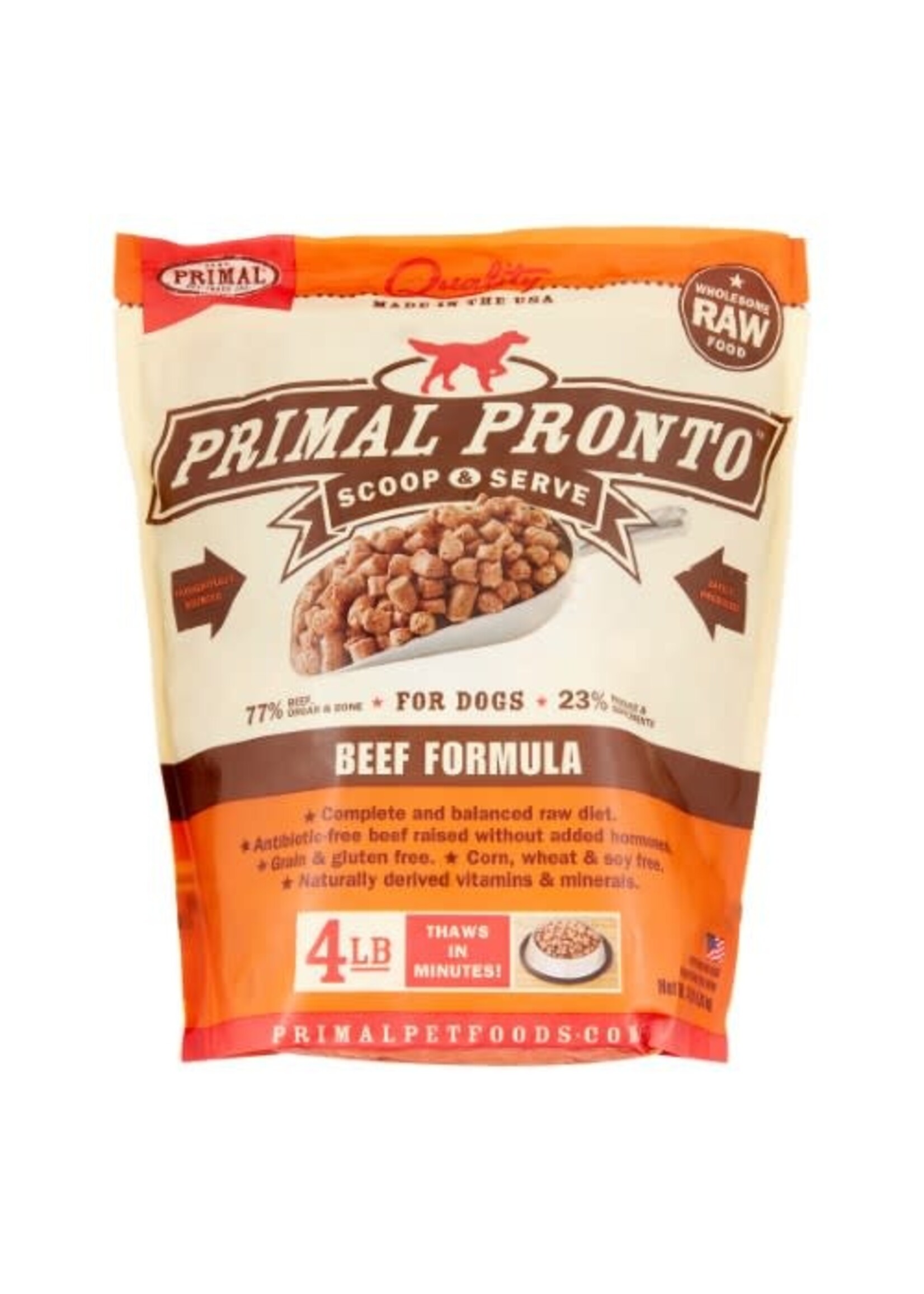 Primal Primal Pronto Beef Formula Frozen Dog Food, 4 Lb