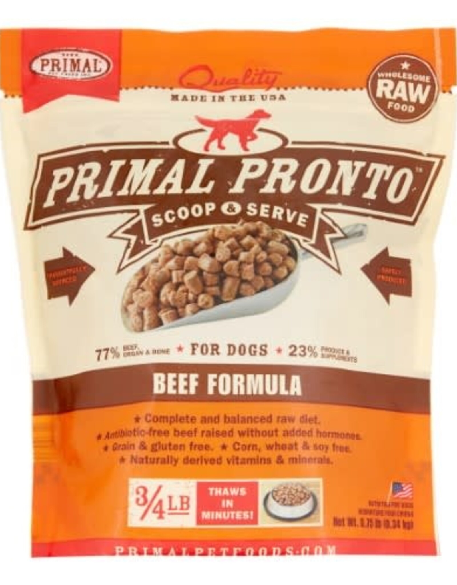 Primal Primal Pronto Beef Formula Frozen Dog Food, 0.75 Lb