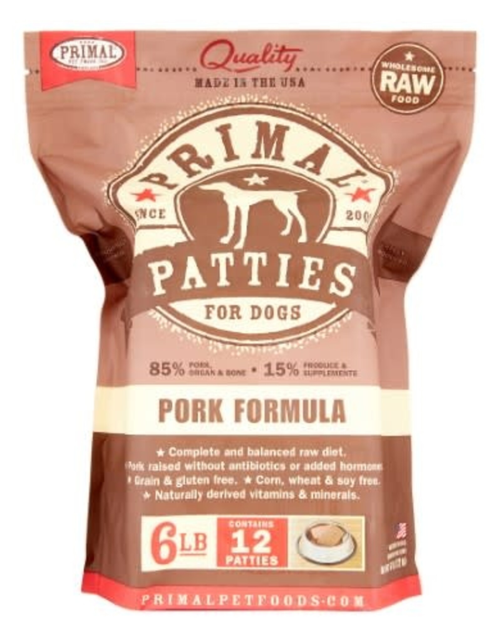 Primal Primal Patties Pork Raw Frozen Dog Food, 6 Lb