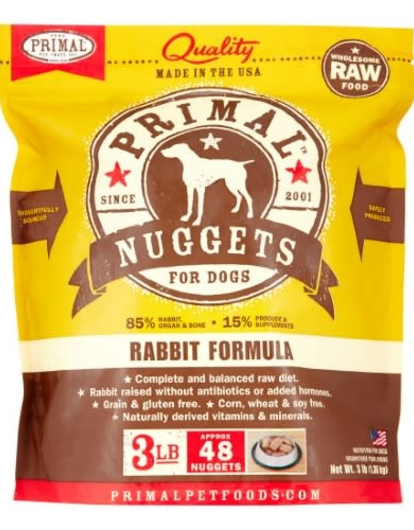 Primal Primal Nuggets Rabbit Formula Frozen Dog Food, 3 Lb