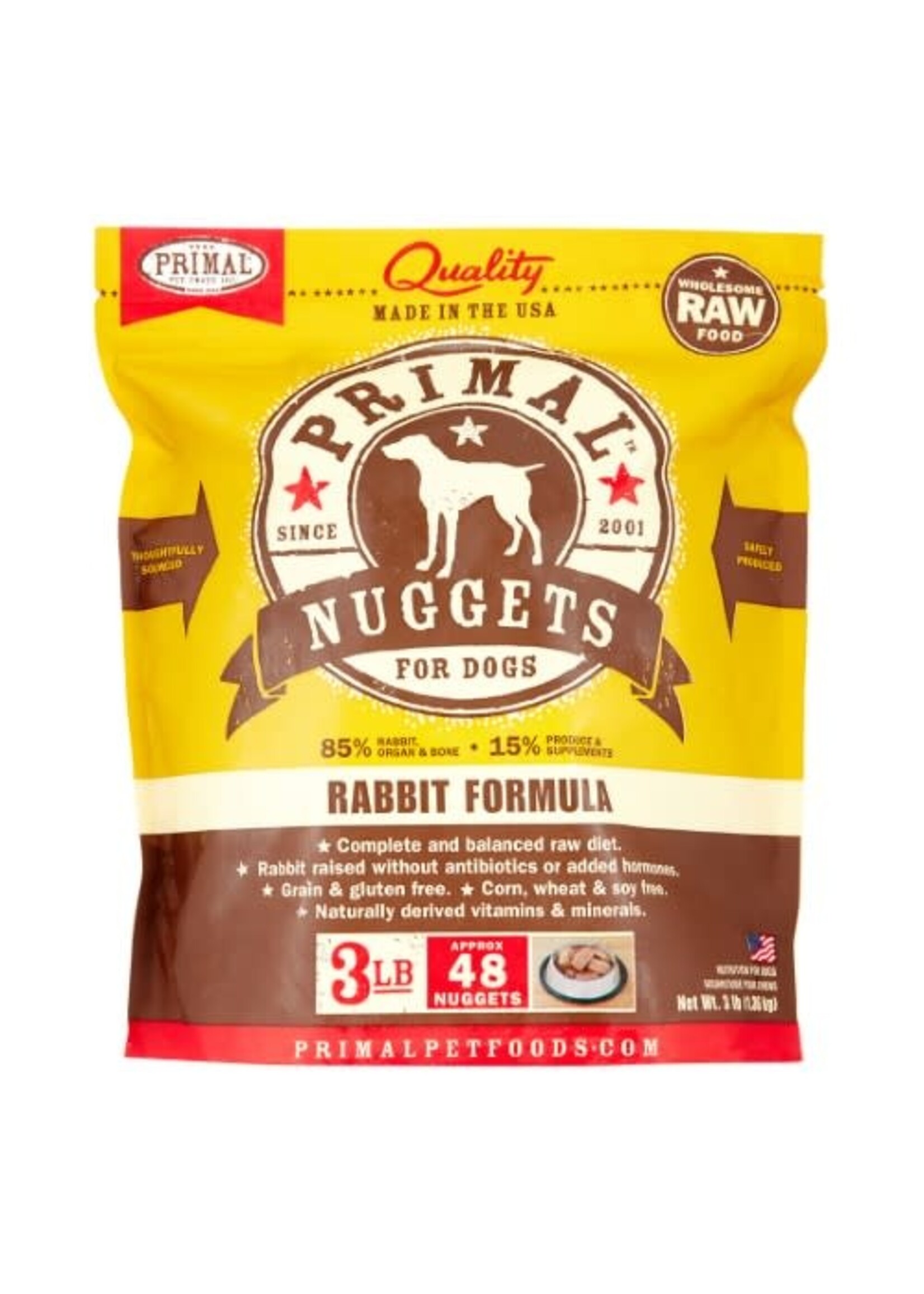 Primal Primal Nuggets Rabbit Formula Frozen Dog Food, 3 Lb