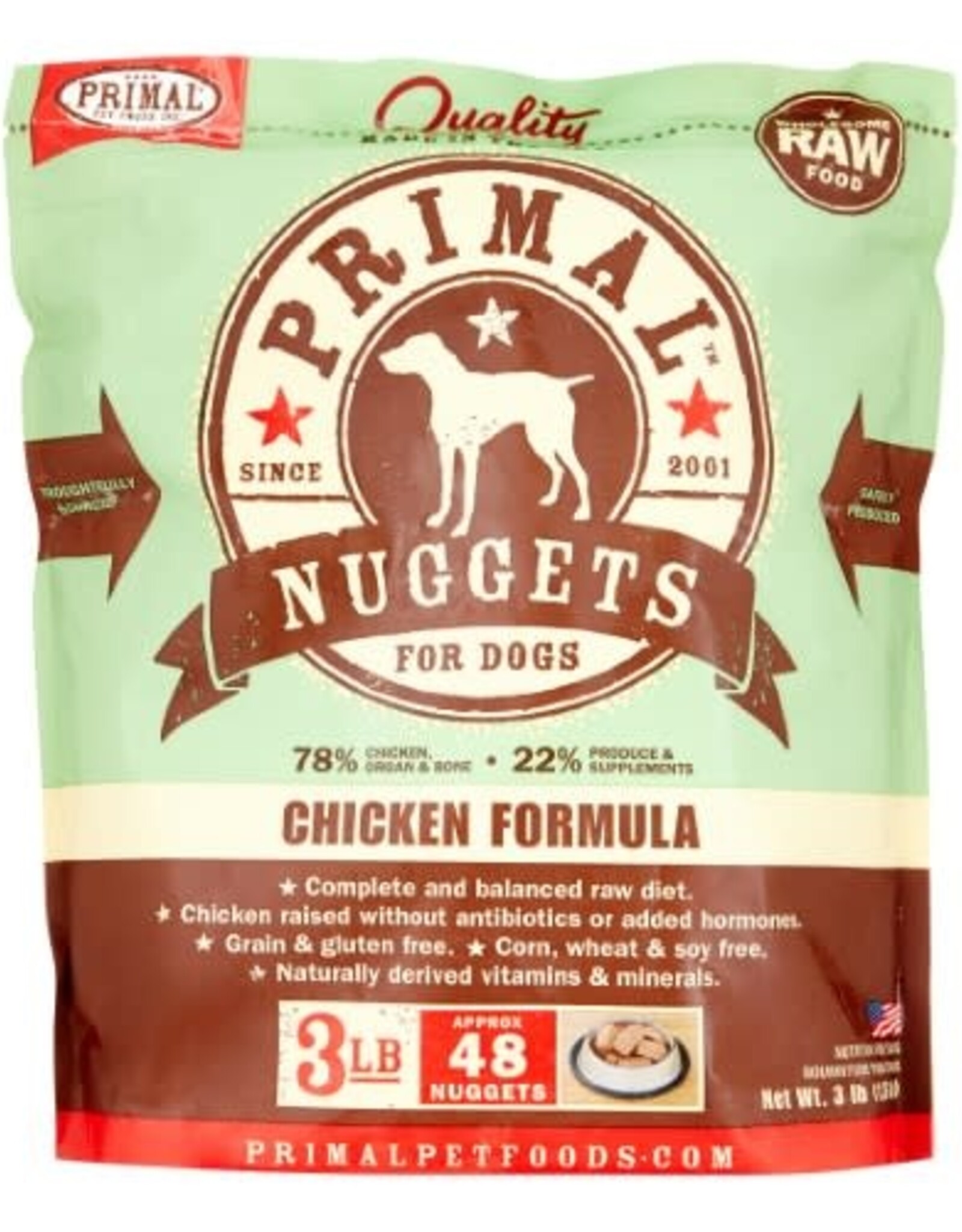 Primal Primal Nuggets Chicken Formula Raw Frozen Dog Food, 3 Lb