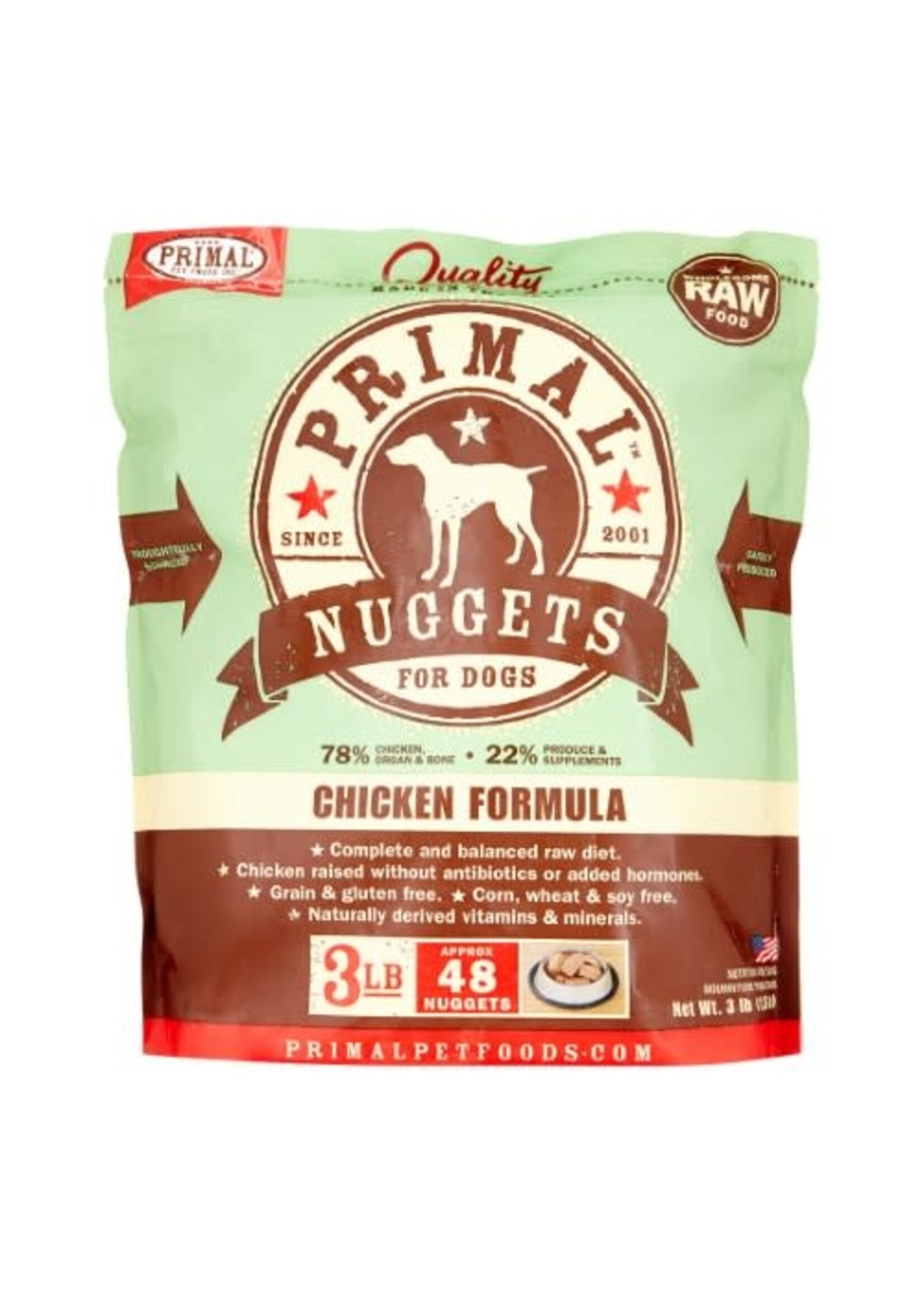 Primal Primal Nuggets Chicken Formula Raw Frozen Dog Food, 3 Lb