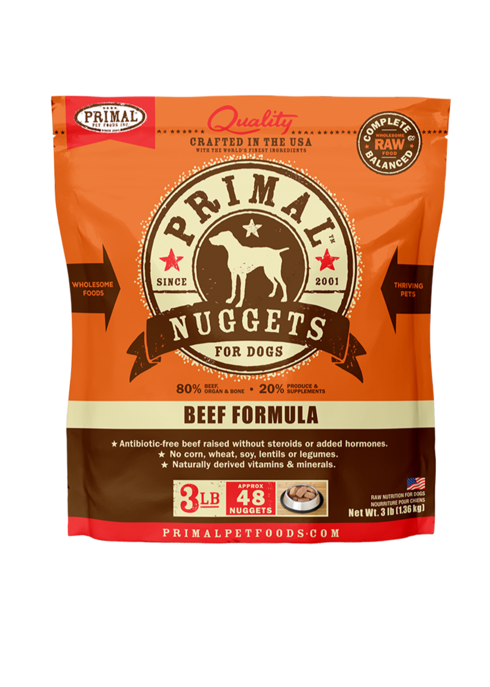 Primal Primal Nuggets Beef Formula Frozen Dog Food, 3 Lb