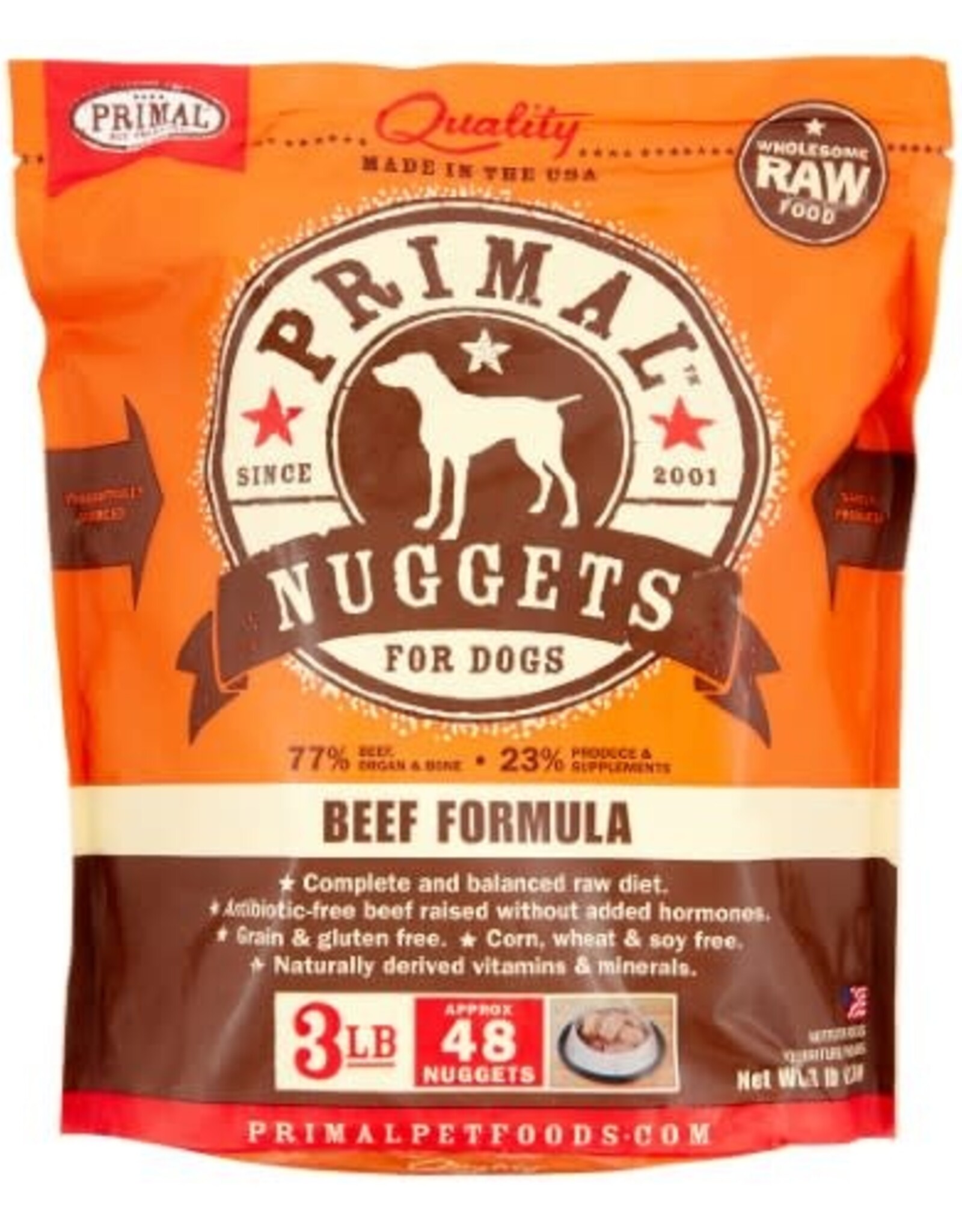 Primal Primal Nuggets Beef Formula Frozen Dog Food, 3 Lb