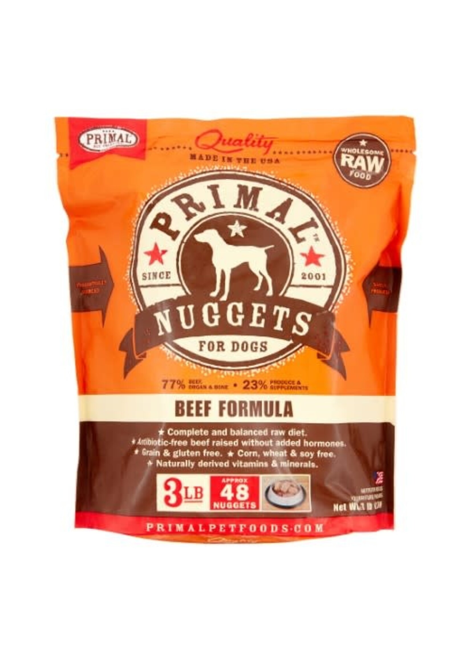 Primal Primal Nuggets Beef Formula Frozen Dog Food, 3 Lb