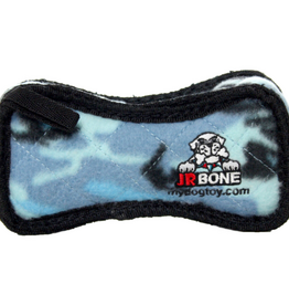 Tuffy's Tuffy Jr. Bone 2 Durable Dog Toy with Squeaker  Camo Blue