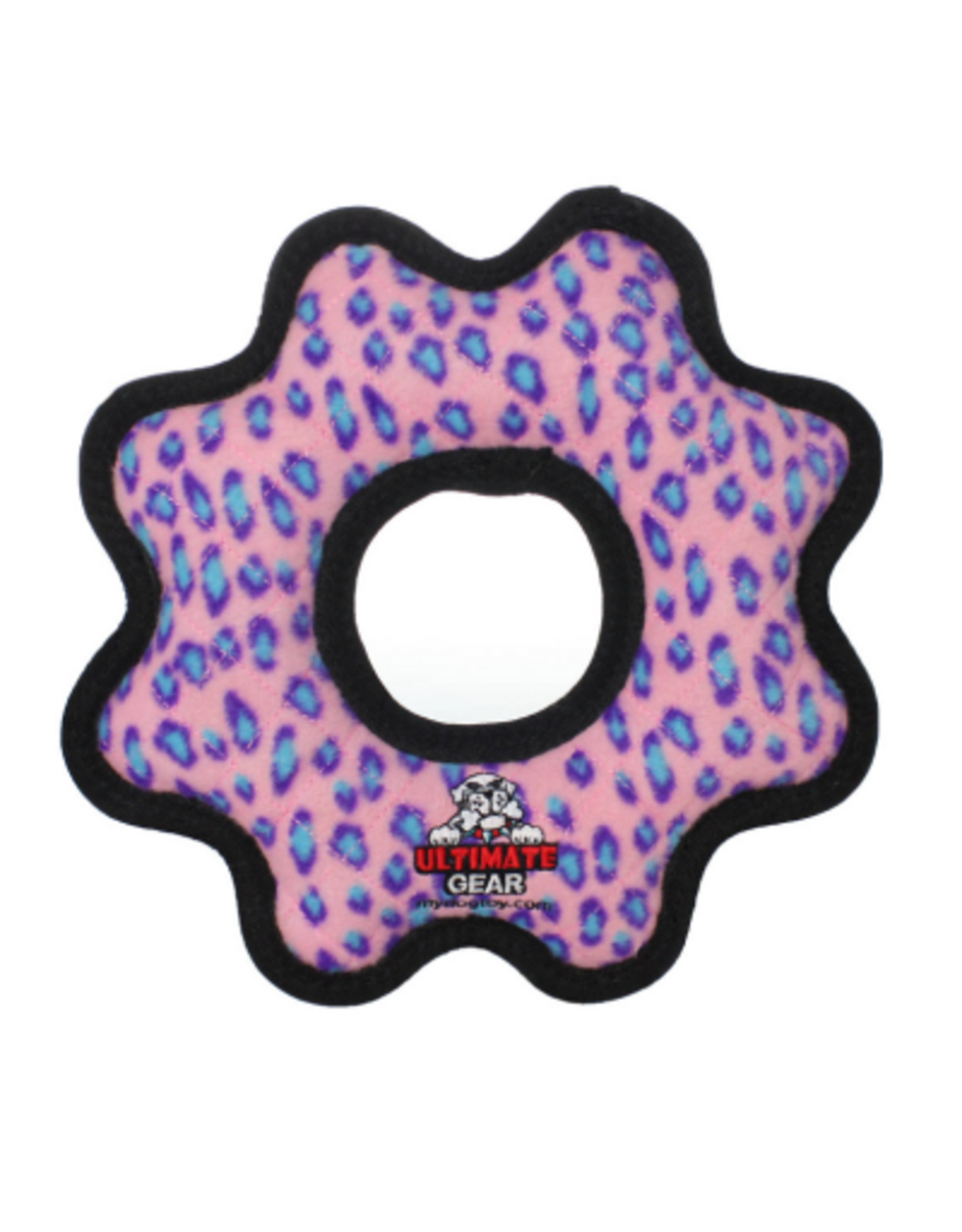 Tuffy's Tuffy's Ultimate Gear Ring Pink Leopard  Durable Squeaky Dog Toy
