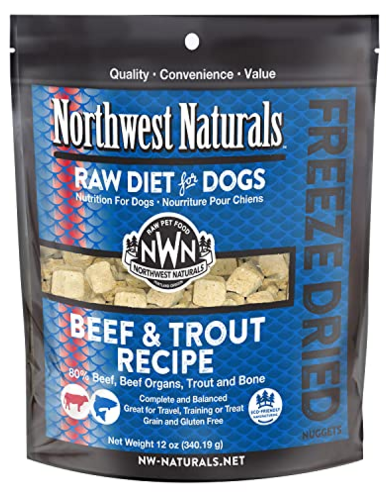 Northwest Naturals Northwest Naturals Nuggets Beef & Trout Freeze Dried Dog Food 12 Oz