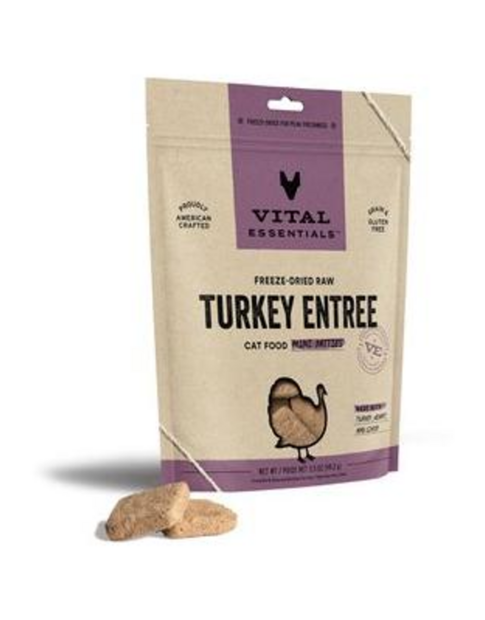 Vital Essentials Vital Essentials Freeze Dried Raw Cat Food  Turkey Mini Patties Entree  3.5 oz
