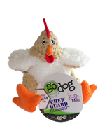 GoDog goDog Checkers Fat White Rooster Just for Me with Chew Guard Technology Durable Plush Squeaker Dog Toy  Mini