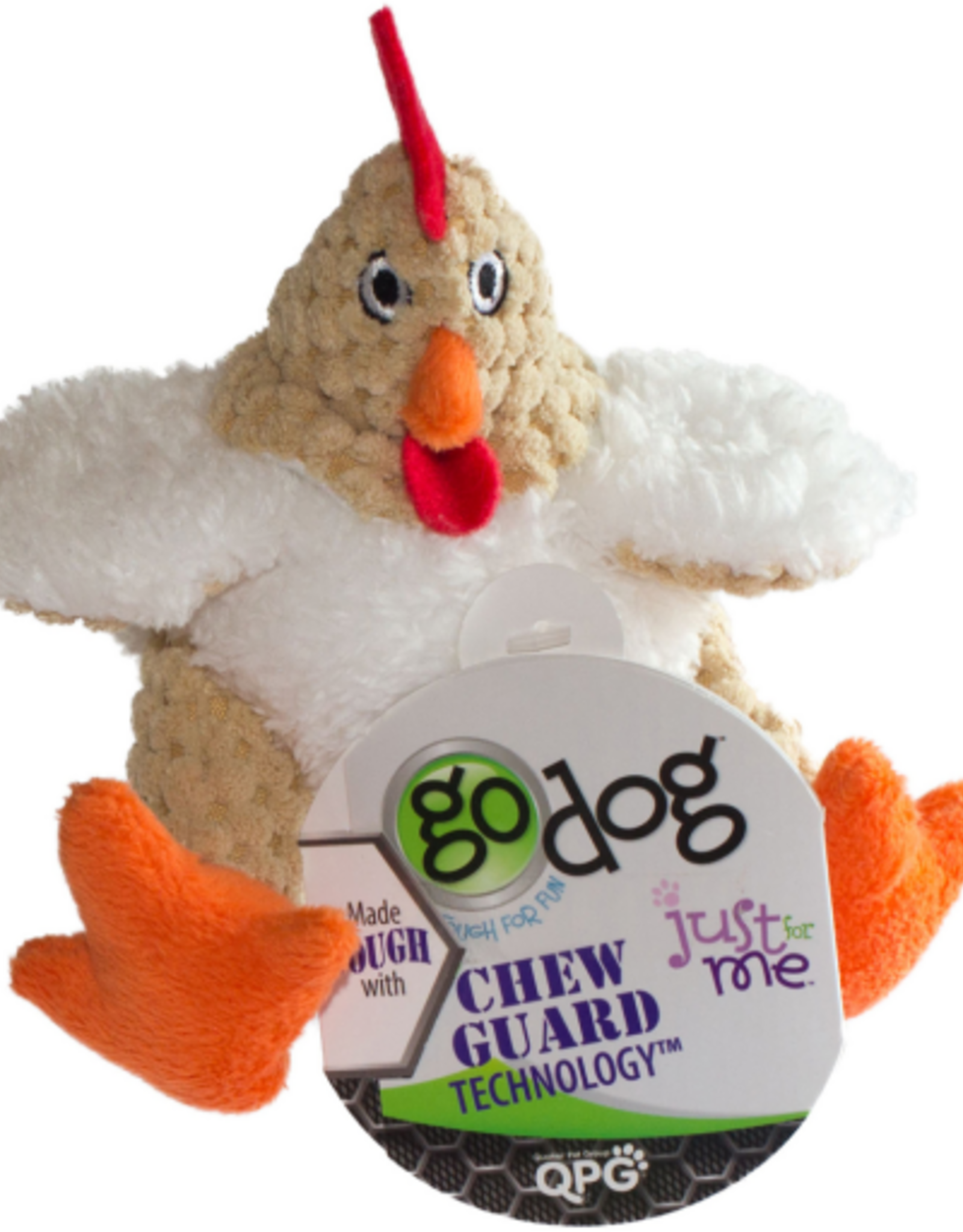GoDog goDog Checkers Fat White Rooster Just for Me with Chew Guard Technology Durable Plush Squeaker Dog Toy  Mini