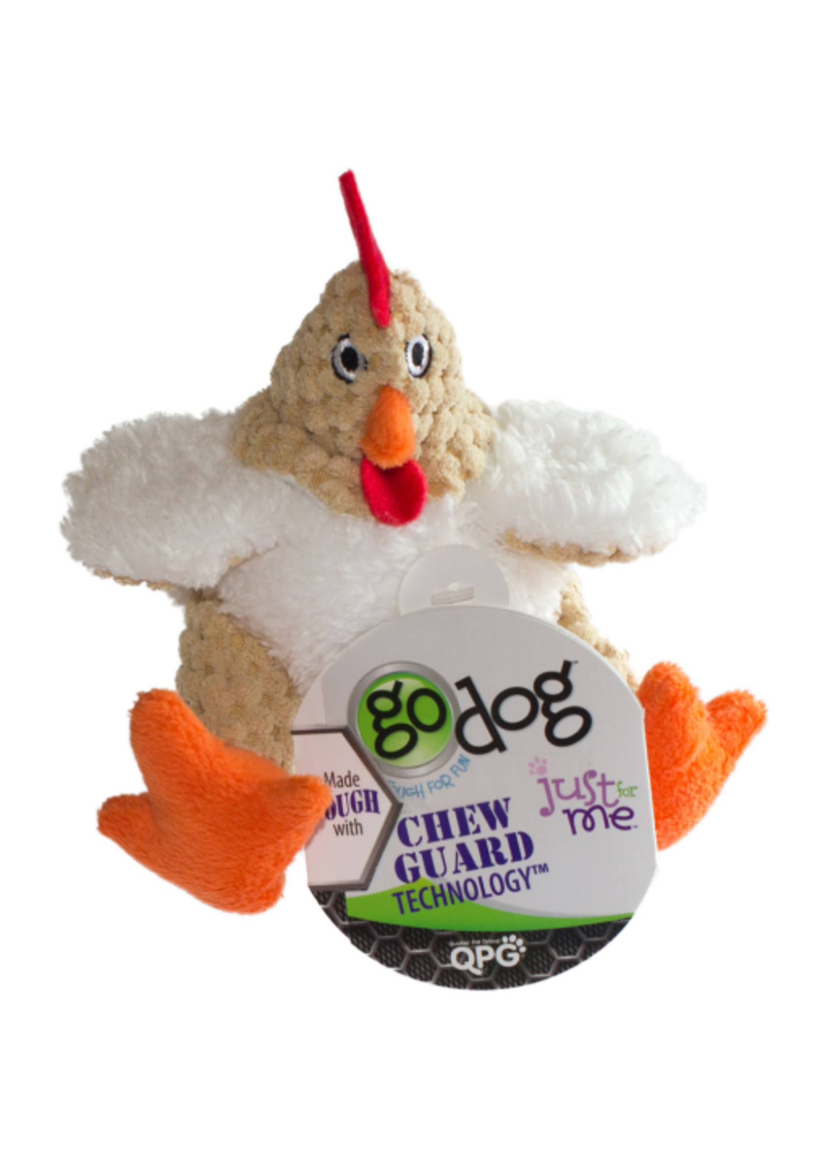 GoDog goDog Checkers Fat White Rooster Just for Me with Chew Guard Technology Durable Plush Squeaker Dog Toy  Mini