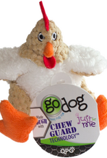 GoDog goDog Checkers Fat White Rooster Just for Me with Chew Guard Technology Durable Plush Squeaker Dog Toy  Mini