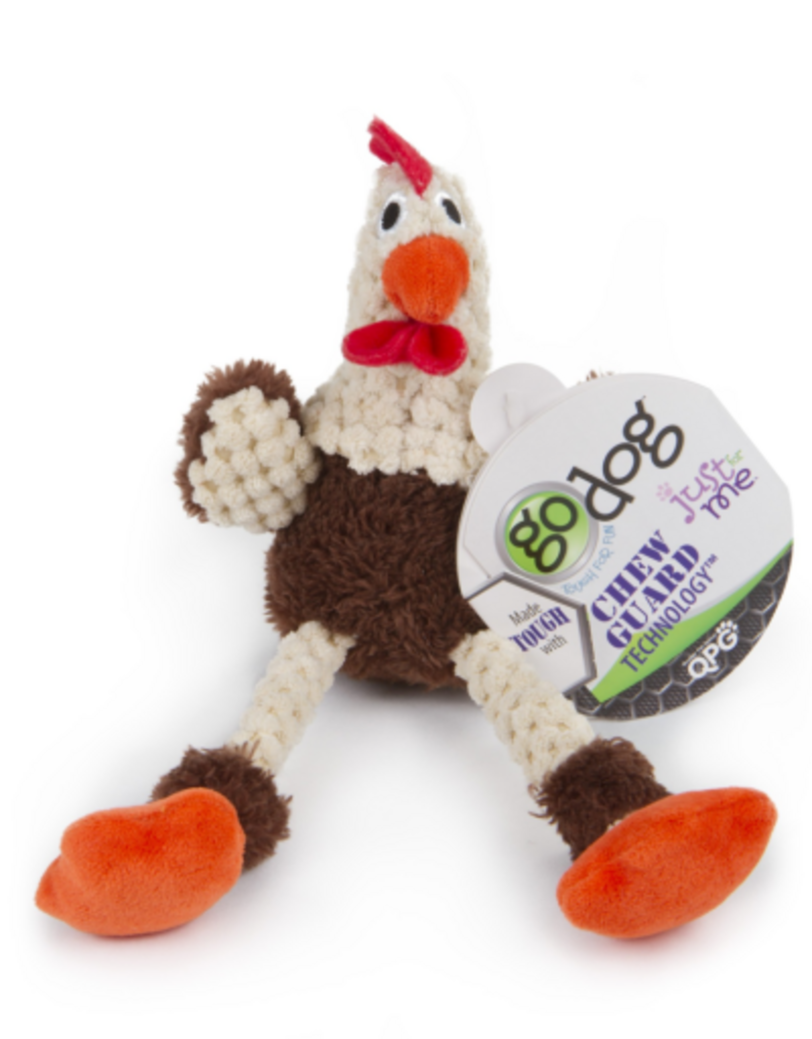 GoDog goDog Checkers Skinny Brown Rooster Just for Me Durable Plush Squeaker Dog Toy - Mini